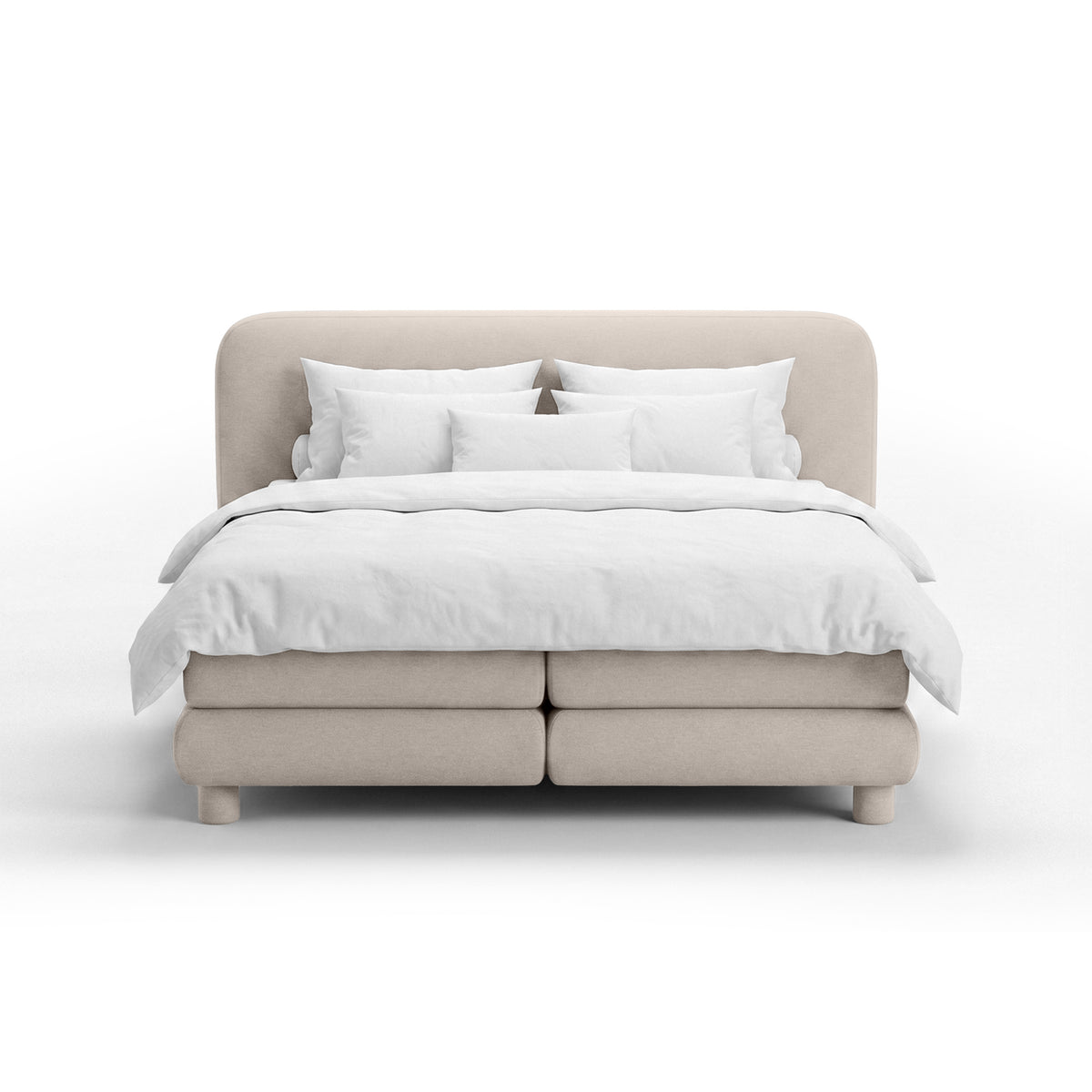 Kontinentalbett mit abgerundetem Kopfteil im Modern-Organic-Stil | Portela