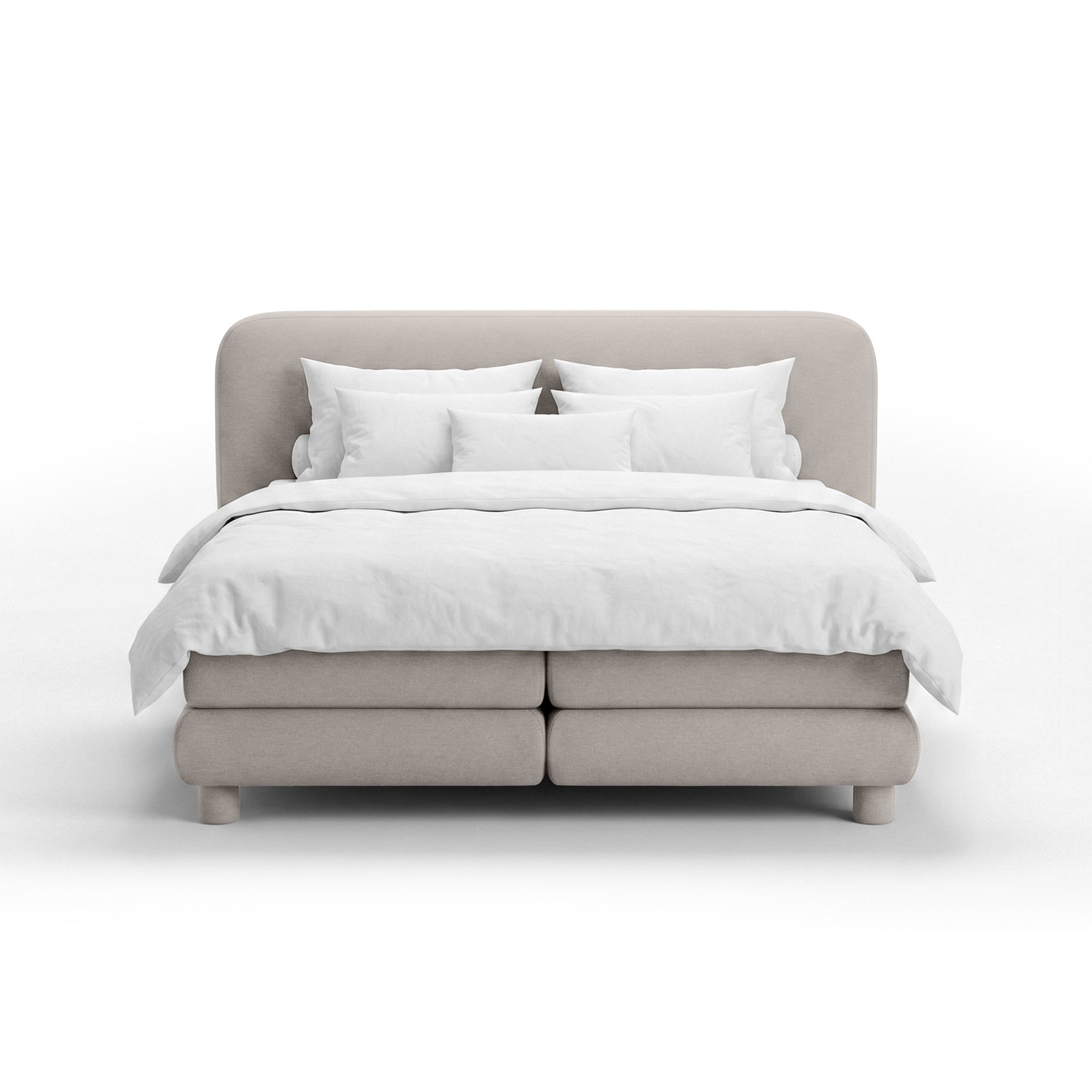 Kontinentalbett mit abgerundetem Kopfteil im Modern-Organic-Stil | Portela