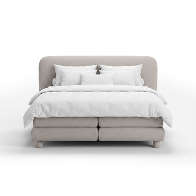 Kontinentalbett mit abgerundetem Kopfteil im Modern-Organic-Stil | Portela