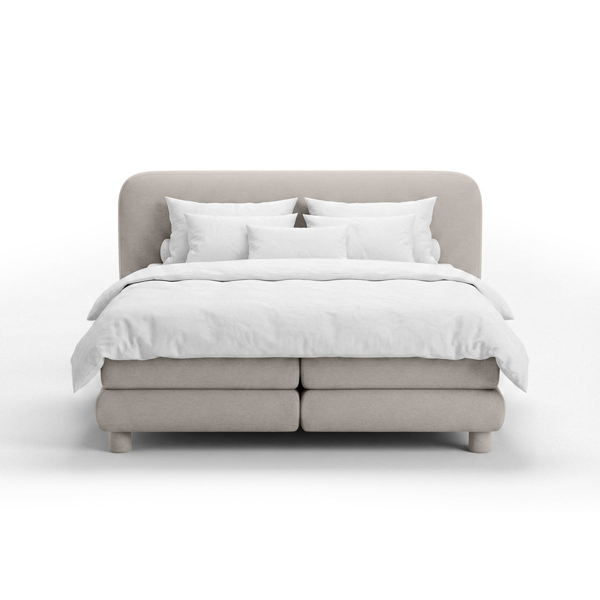 Kontinentalbett mit abgerundetem Kopfteil im Modern-Organic-Stil | Portela