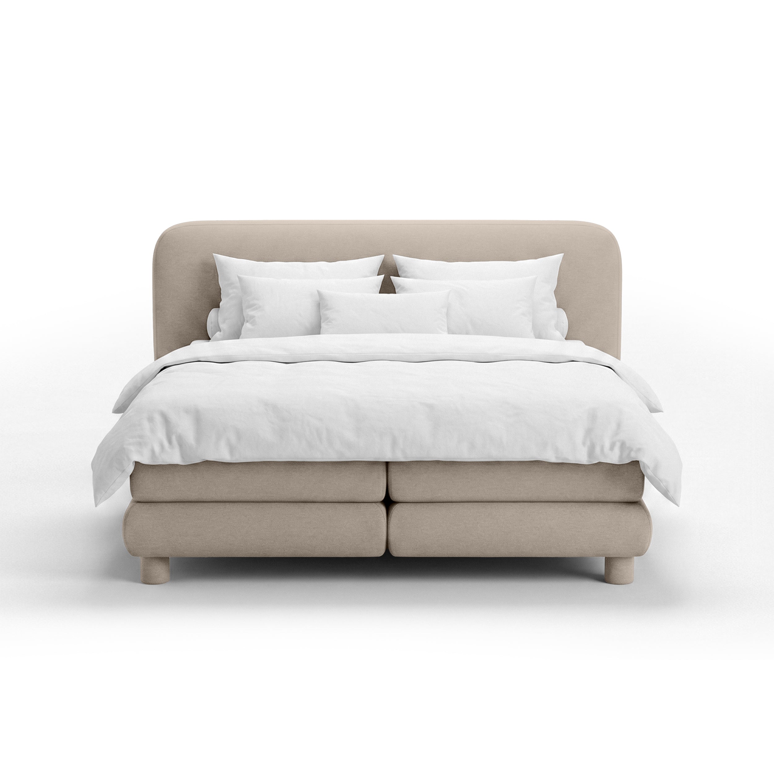 Kontinentalbett mit abgerundetem Kopfteil im Modern-Organic-Stil | Portela