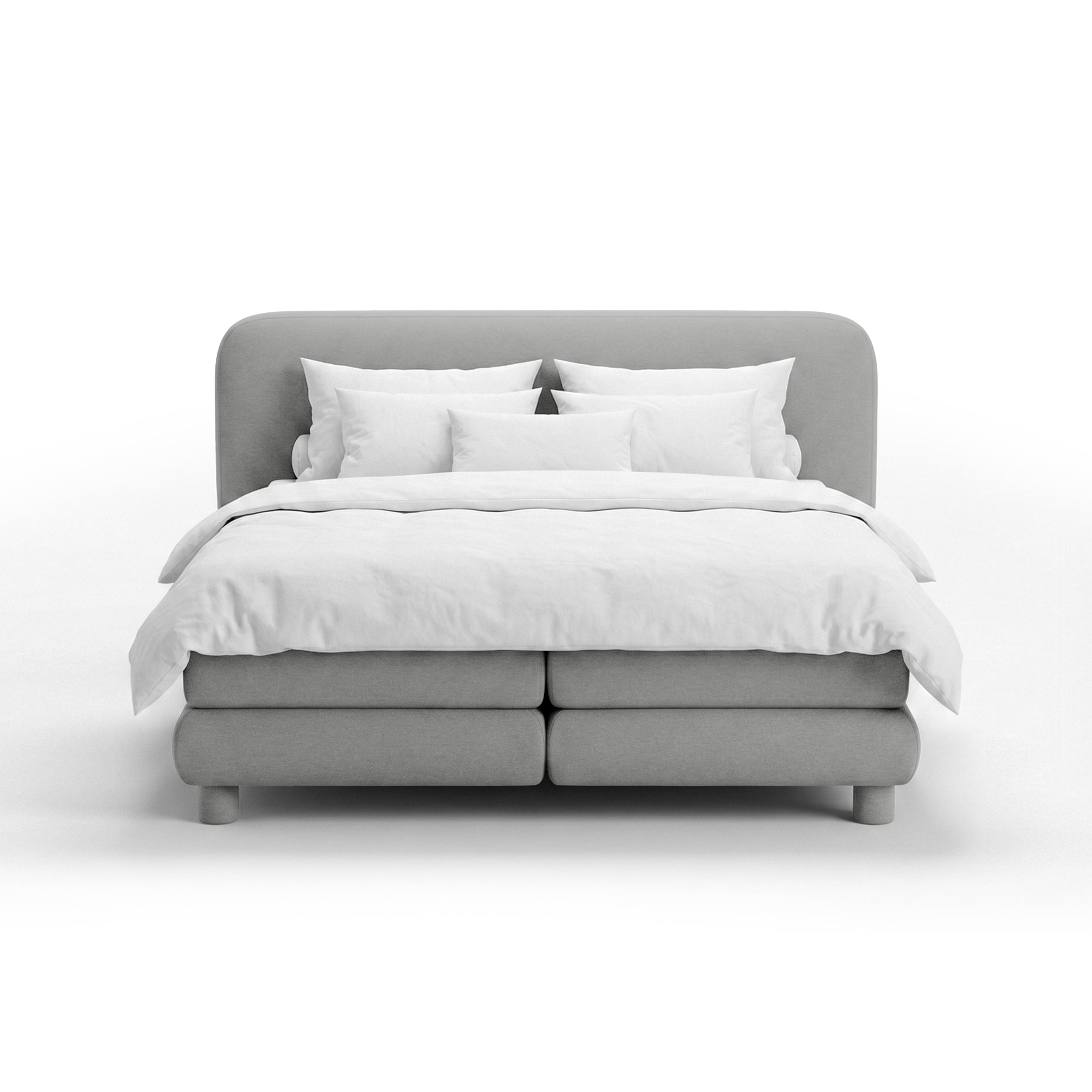 Kontinentalbett mit abgerundetem Kopfteil im Modern-Organic-Stil | Portela