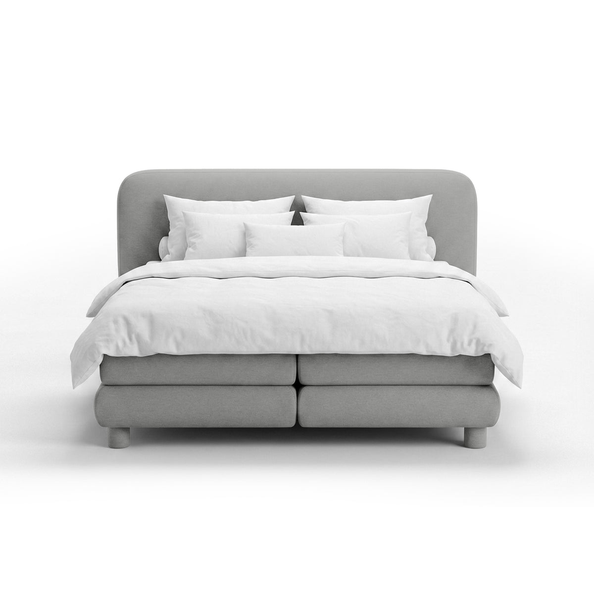 Kontinentalbett mit abgerundetem Kopfteil im Modern-Organic-Stil | Portela