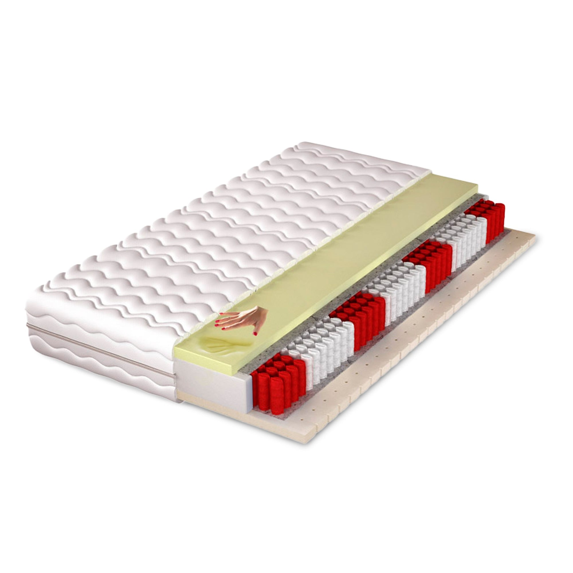Hipoalergiczny materac multipocket H3/H4 – Visco, lateks, 7 stref, Lato/Zima | Koldra