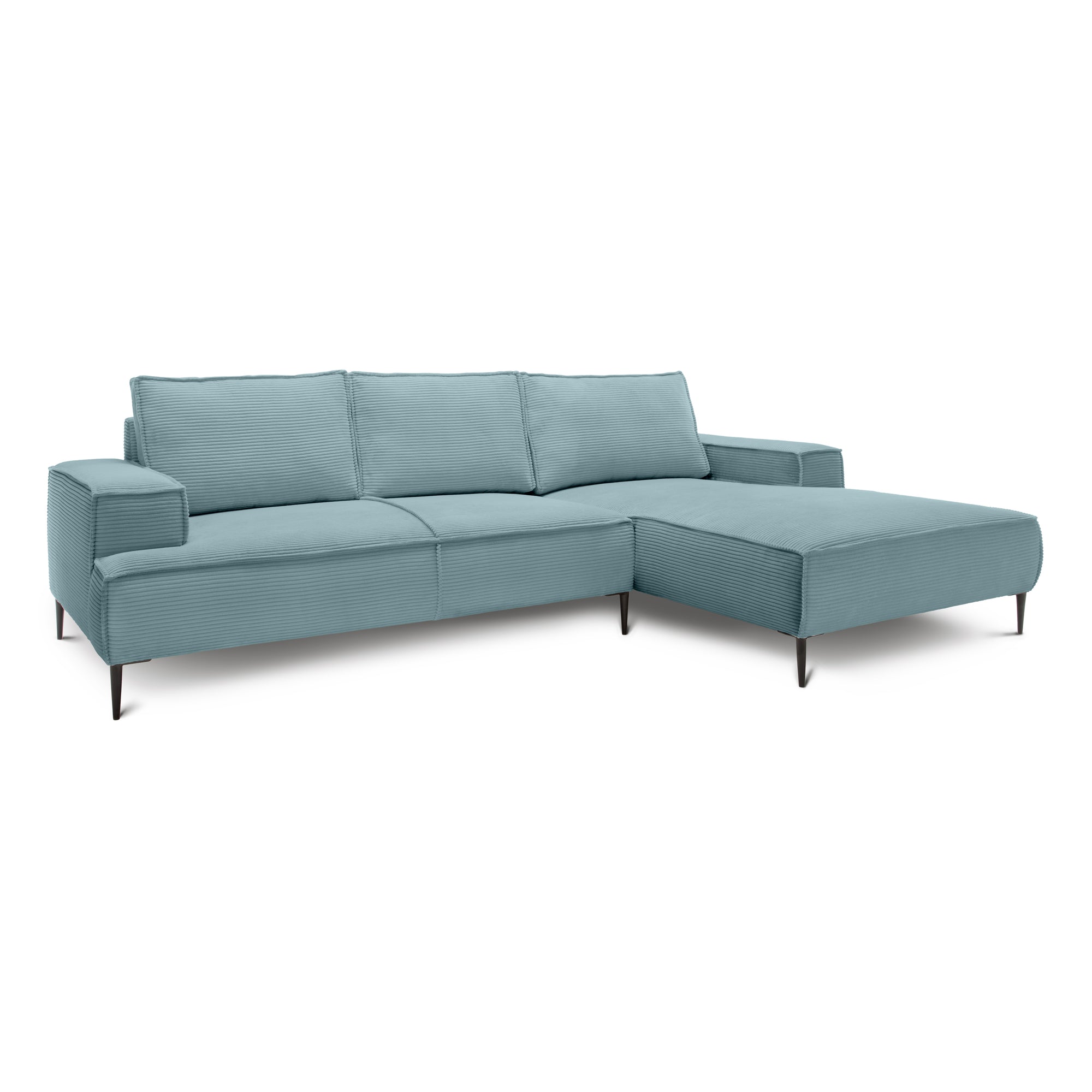 Narożnik 3-osobowy 275 cm w stylu modern classic – tkanina POSO, pianka T35 | May Zimna Mięta (POSO 26) Prawostronny