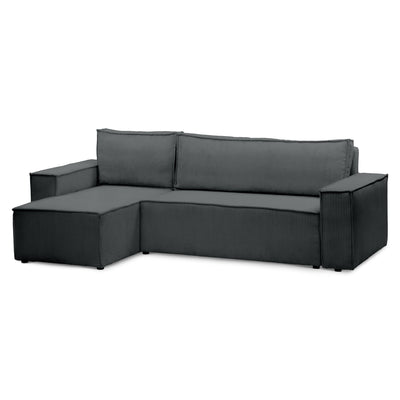 Narożnik uniwersalny z funkcją spania 3-osobowy 200x142–154 w stylu loft | Agi Antracyt (POSO 34) Uniwersalny
