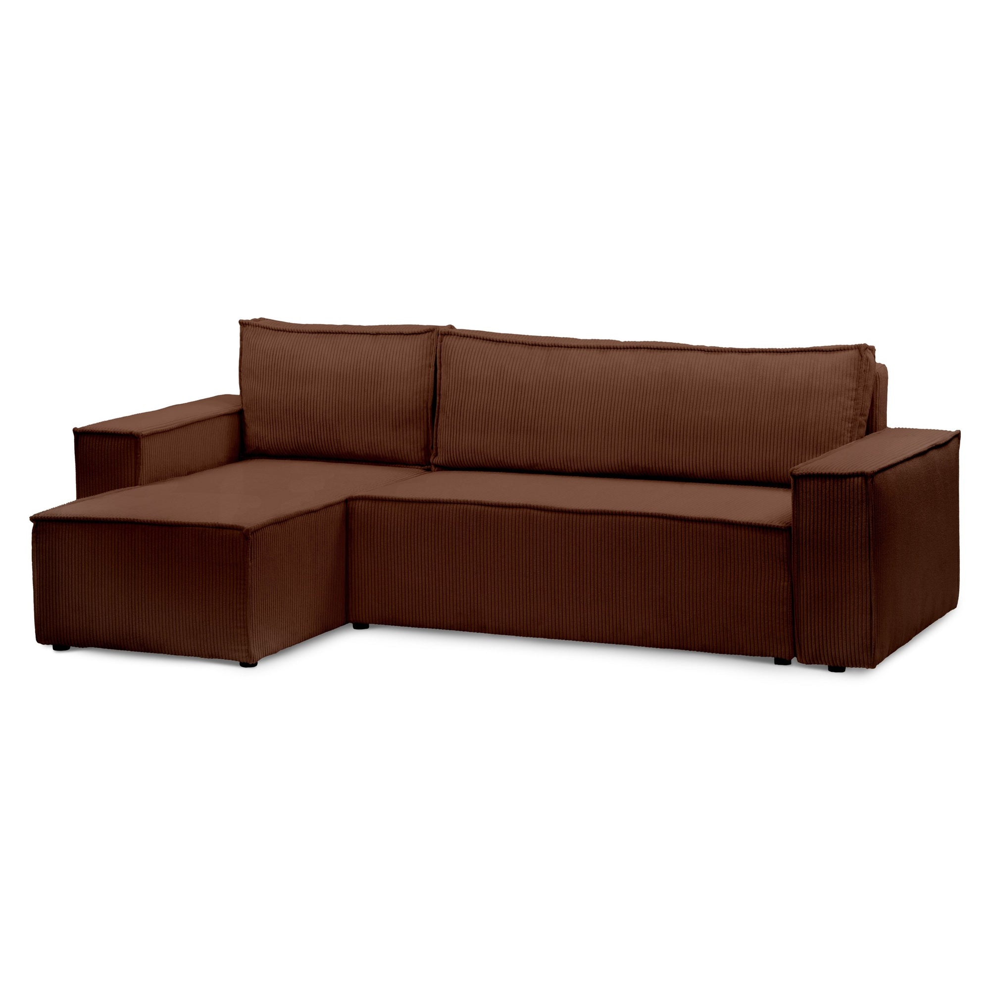 Narożnik uniwersalny z funkcją spania 3-osobowy 200x142–154 w stylu loft – tkanina POSO, pojemnik na pościel, mechanizm DL | Agi Espresso (POSO 39) Uniwersalny