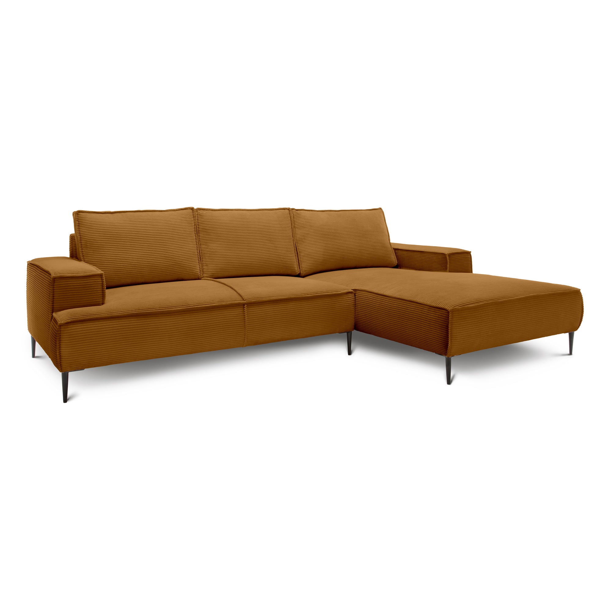 Narożnik 3-osobowy 275 cm w stylu modern classic – tkanina POSO, pianka T35 | May Karmel (POSO 42) Prawostronny
