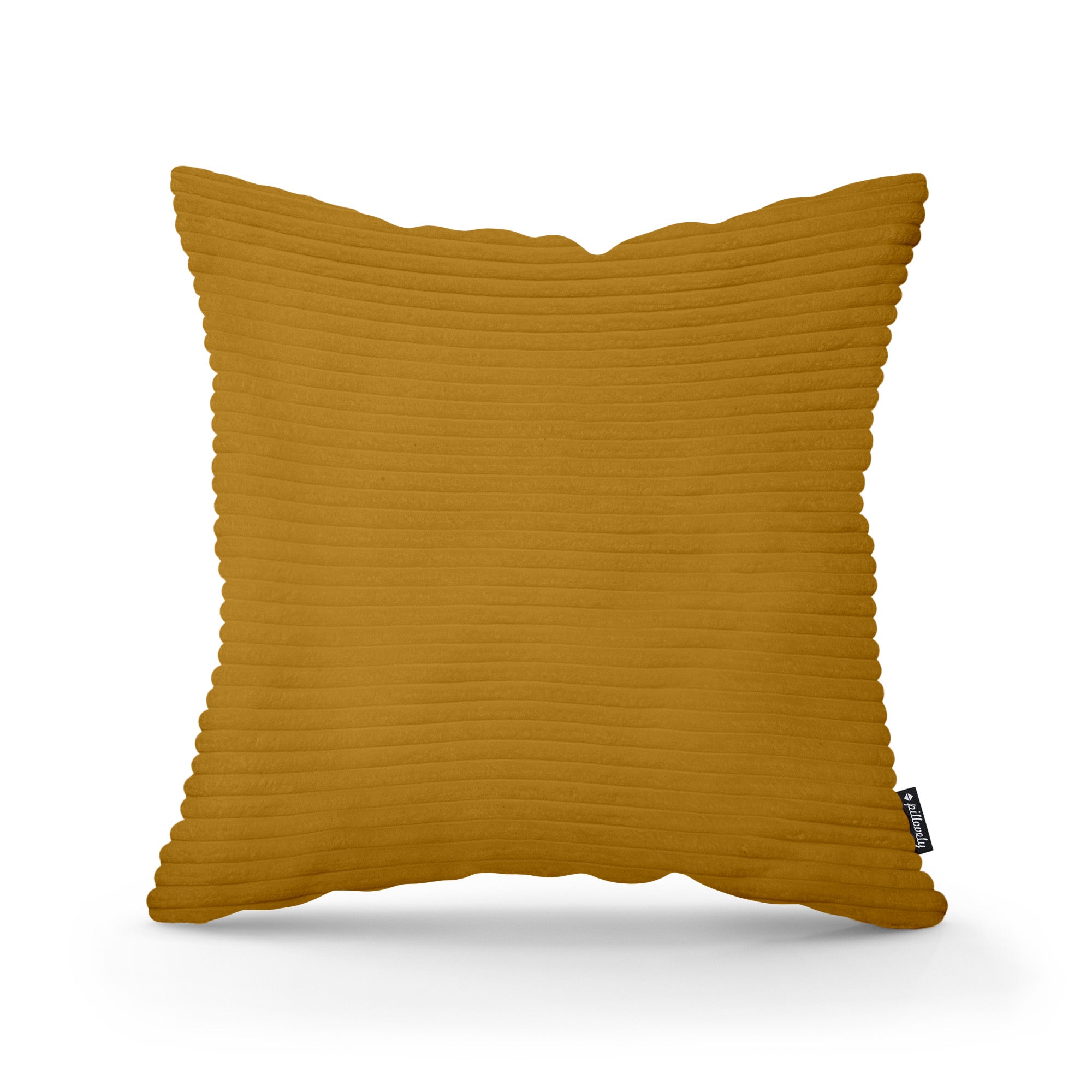 Poduszka dekoracyjna 45×45 cm w stylu scandi i boho – wyraziste prążki | Szeroki Sztruks Złocisty Orzech (POSO 01)
