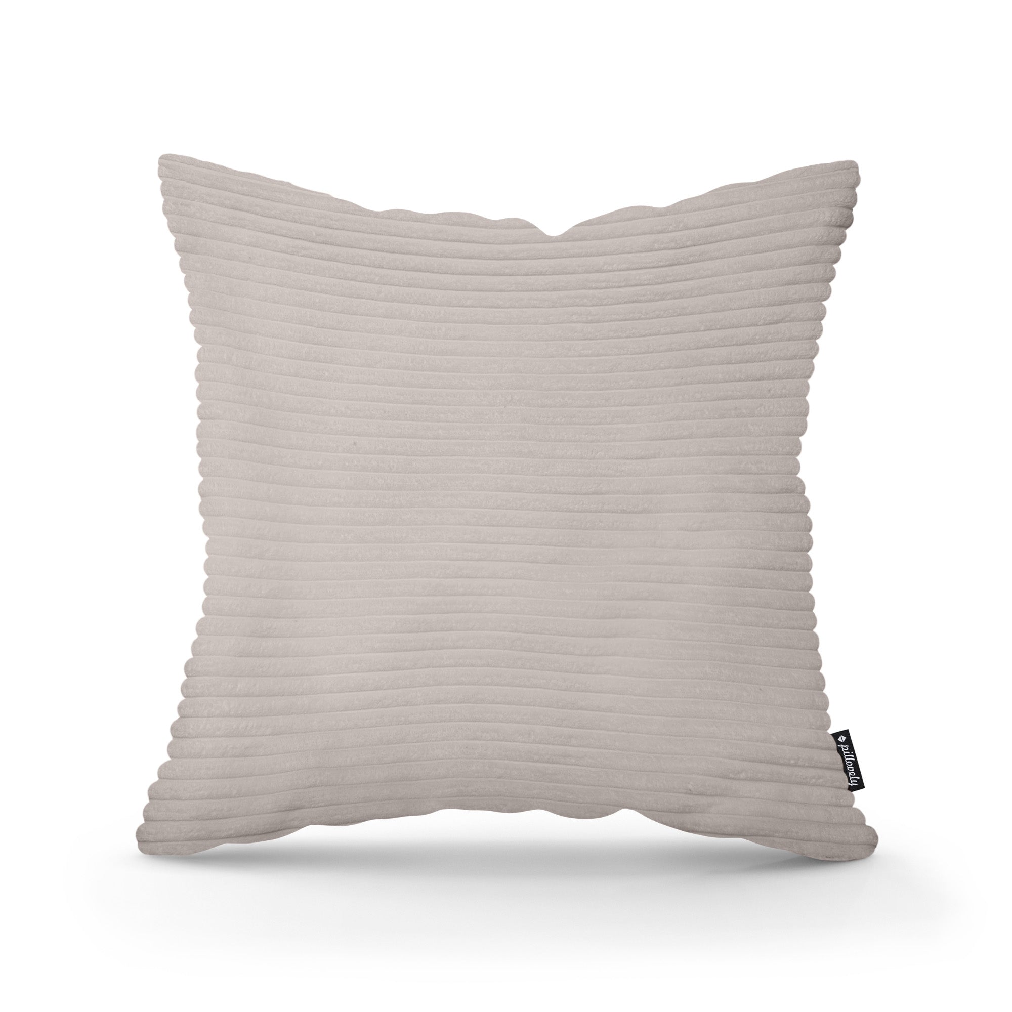 Poduszka dekoracyjna 45×45 cm w stylu scandi i boho – wyraziste prążki | Szeroki Sztruks Piaskowy Kamień (POSO 02)