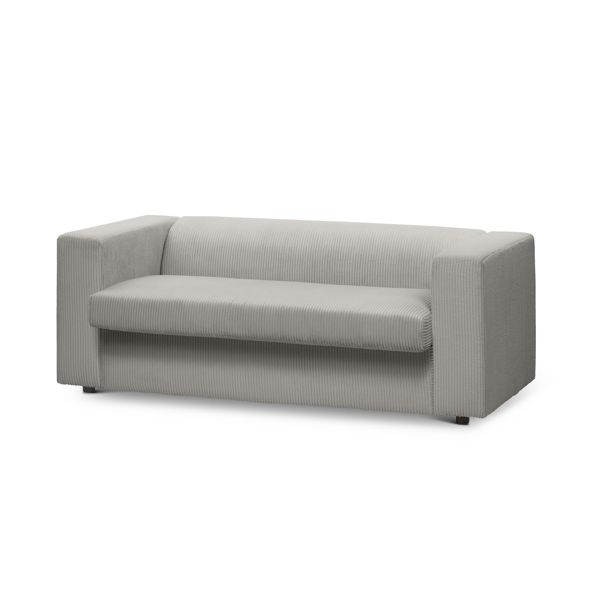 Sofa 2-osobowa z funkcją spania 174 cm – kompaktowa, sztruksowa, nowoczesna | July Popielata Biel (POSO 110)