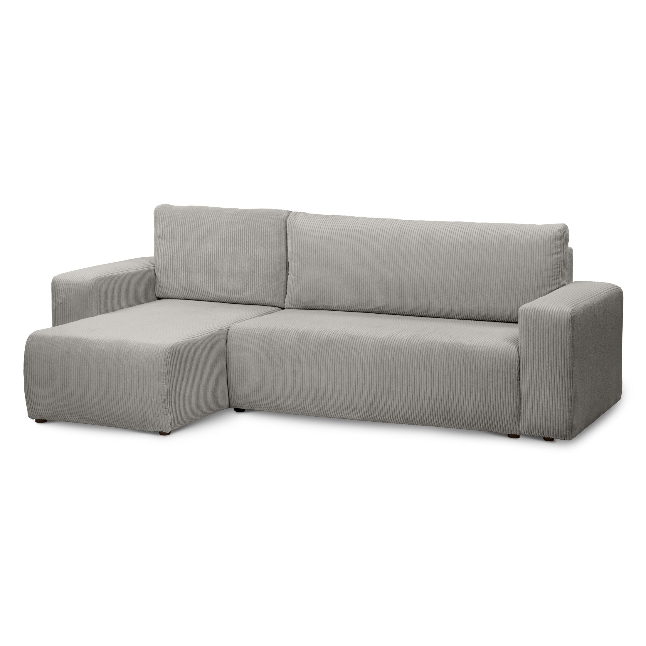 Narożnik uniwersalny z funkcją spania 3-osobowy 200x142–154 w stylu loft | Kingi Popielata Biel (POSO 110) Uniwersalny