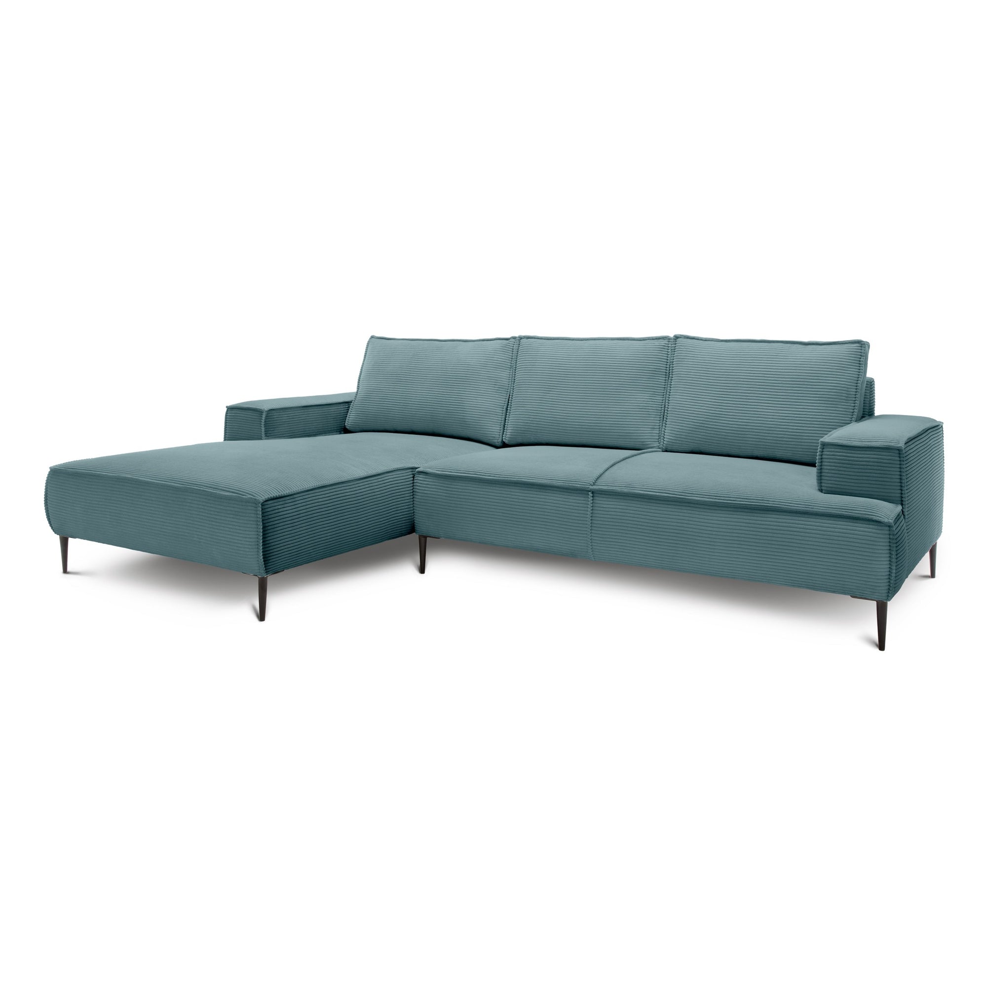 Narożnik 3-osobowy 275 cm w stylu modern classic – tkanina POSO, pianka T35 | May Głęboki Grafit (POSO 125) Lewostronny