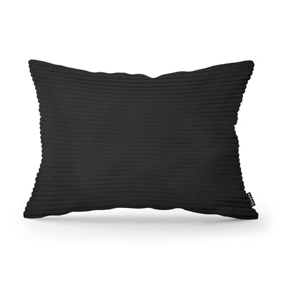 Dekokissen 40x55 cm im Vintage-Stil | Breiter Cord – Kohle (POSO 135)