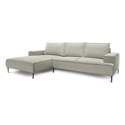Narożnik 3-osobowy 275 cm w stylu modern classic | May Szary Len (POSO 140) Lewostronny