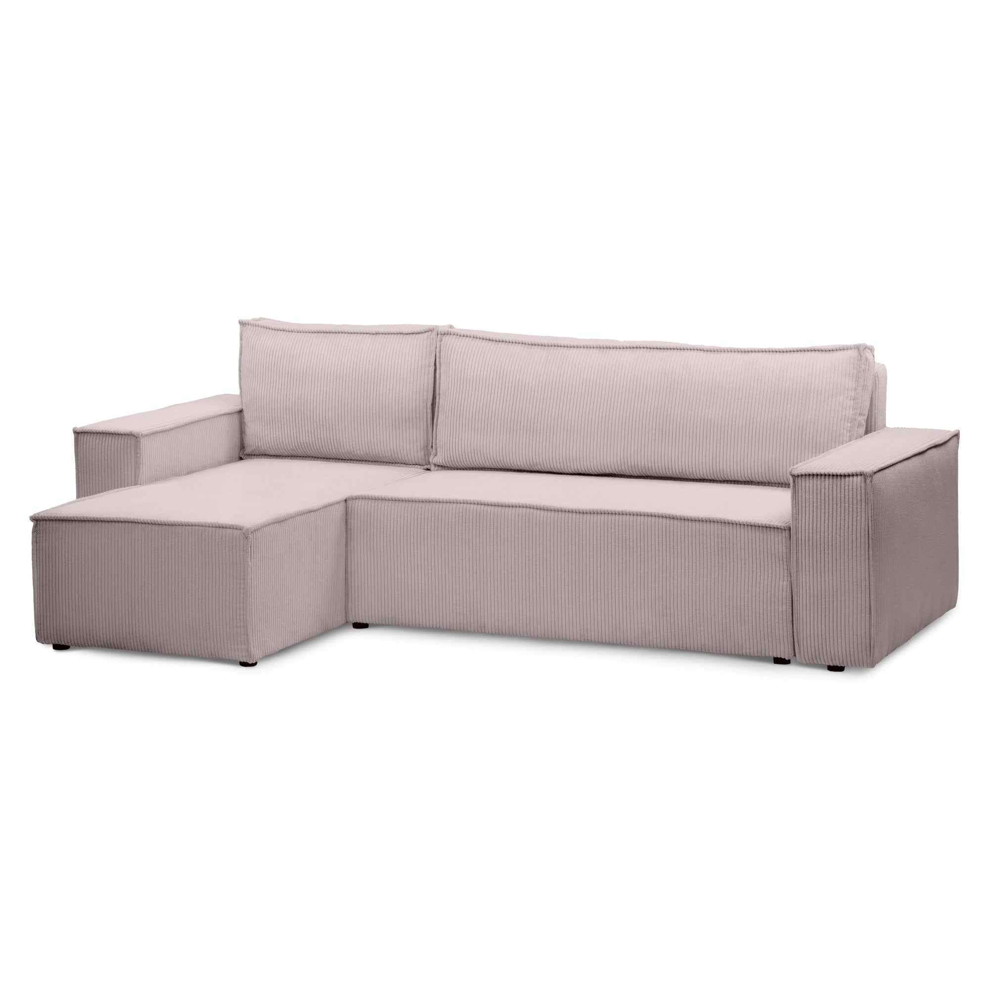 Narożnik uniwersalny z funkcją spania 3-osobowy 200x142–154 w stylu loft – tkanina POSO, pojemnik na pościel, mechanizm DL | Agi Płowe Szkło (POSO 145) Uniwersalny