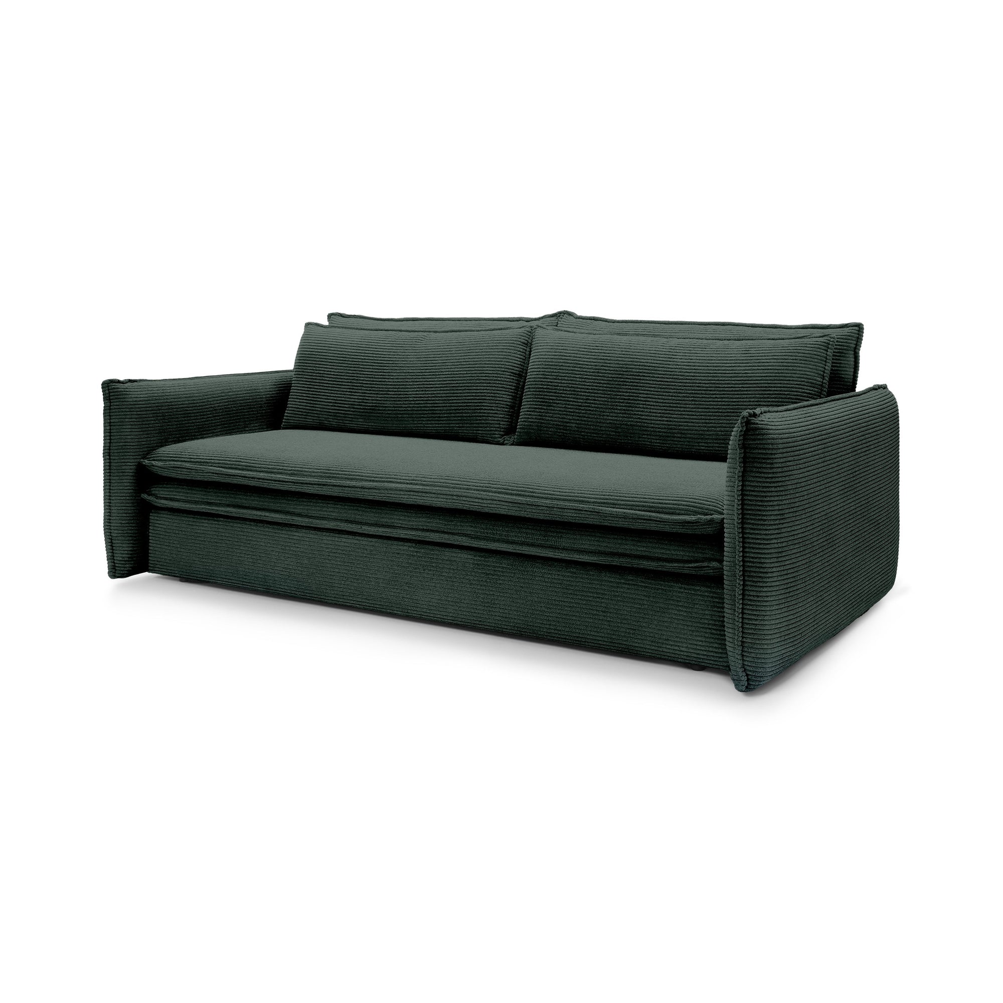 Sofa modułowa z funkcją spania 140x200 i pojemnikiem – sztruksowa, pet friendly | Lily Leśna Zieleń (POSO 14)