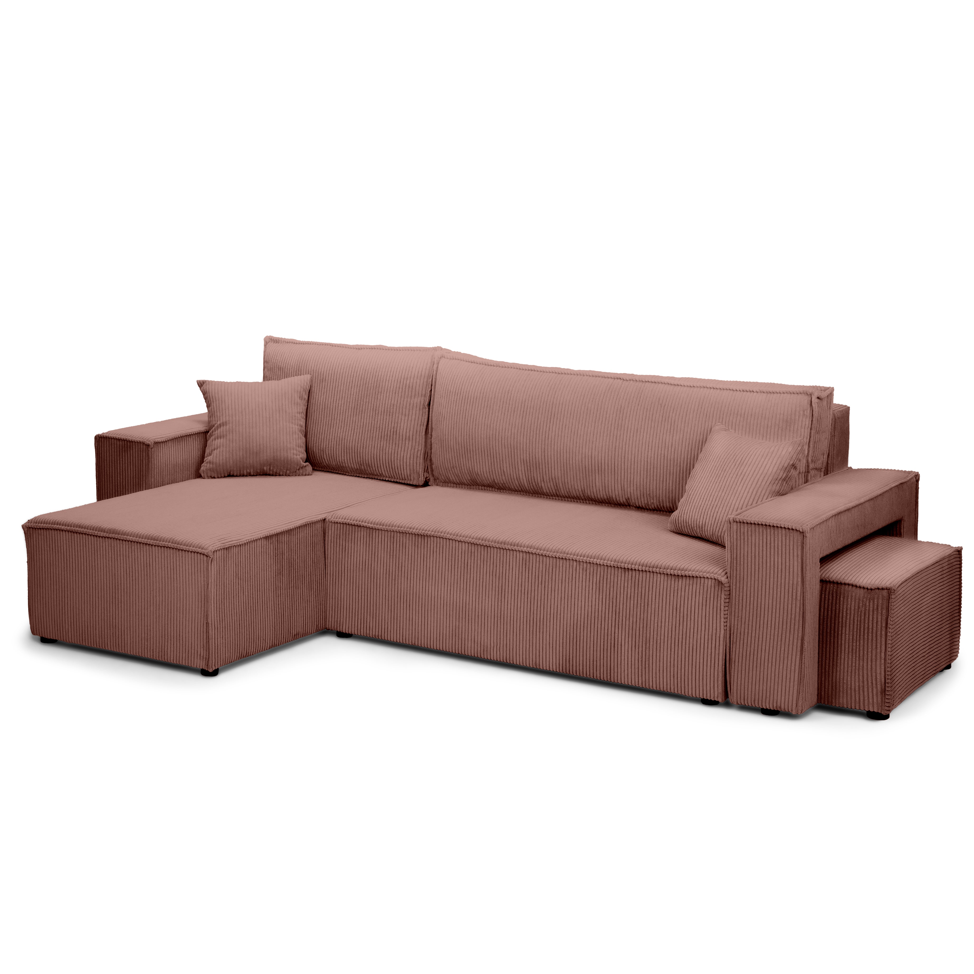 Narożnik uniwersalny z funkcją spania z pufą w stylu nowoczesnym | Klara Ceglane Ciepło (POSO 29) Uniwersalny