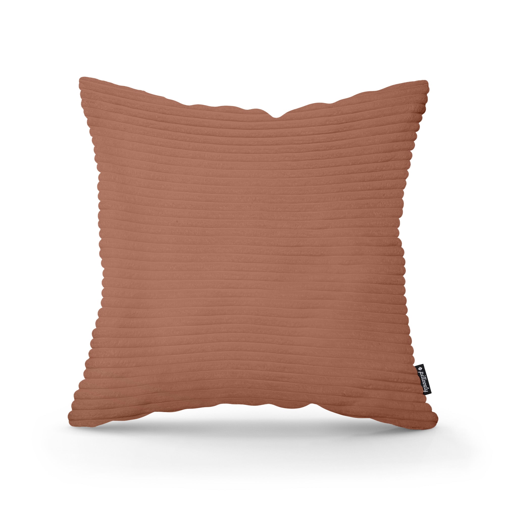 Poduszka dekoracyjna 45×45 cm w stylu scandi i boho – wyraziste prążki | Szeroki Sztruks Cynamon (POSO 41)