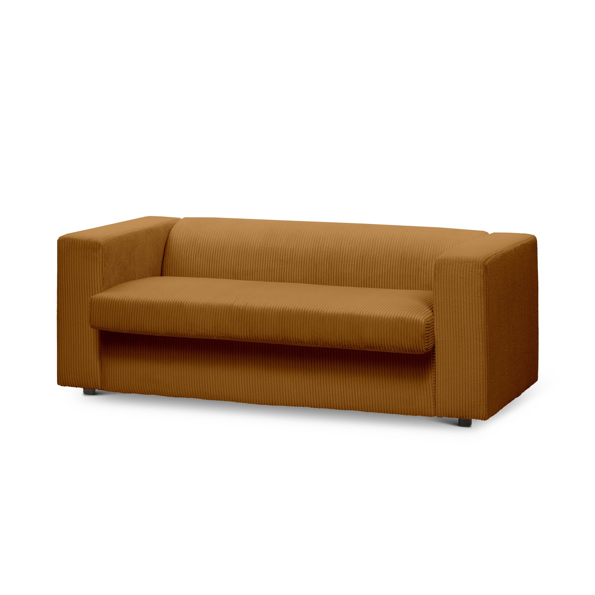 Sofa 2-osobowa z funkcją spania 174 cm – kompaktowa, sztruksowa, nowoczesna | July Karmel (POSO 42)