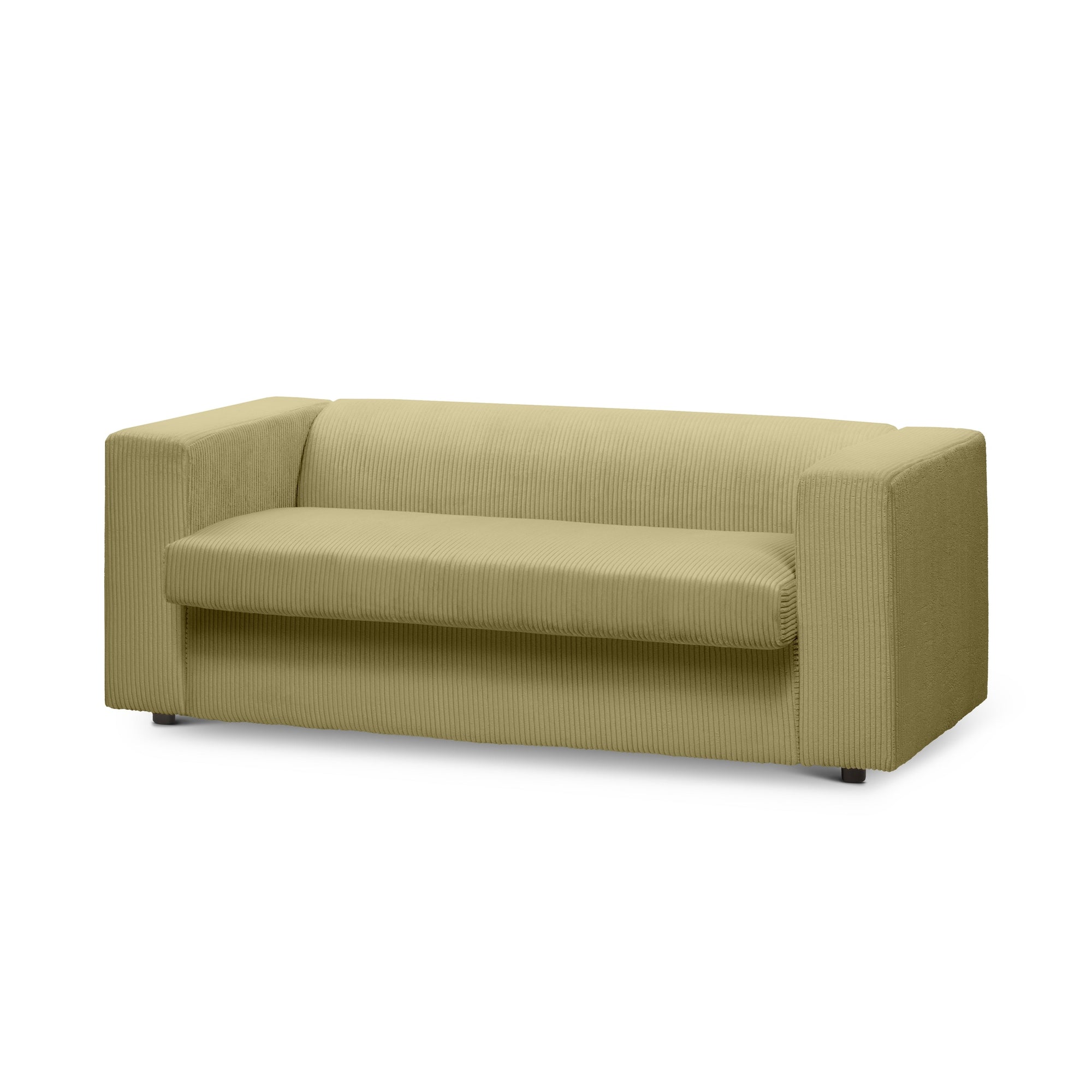 Sofa 2-osobowa z funkcją spania 174 cm – kompaktowa, sztruksowa, nowoczesna | July Oliwka (POSO 44)