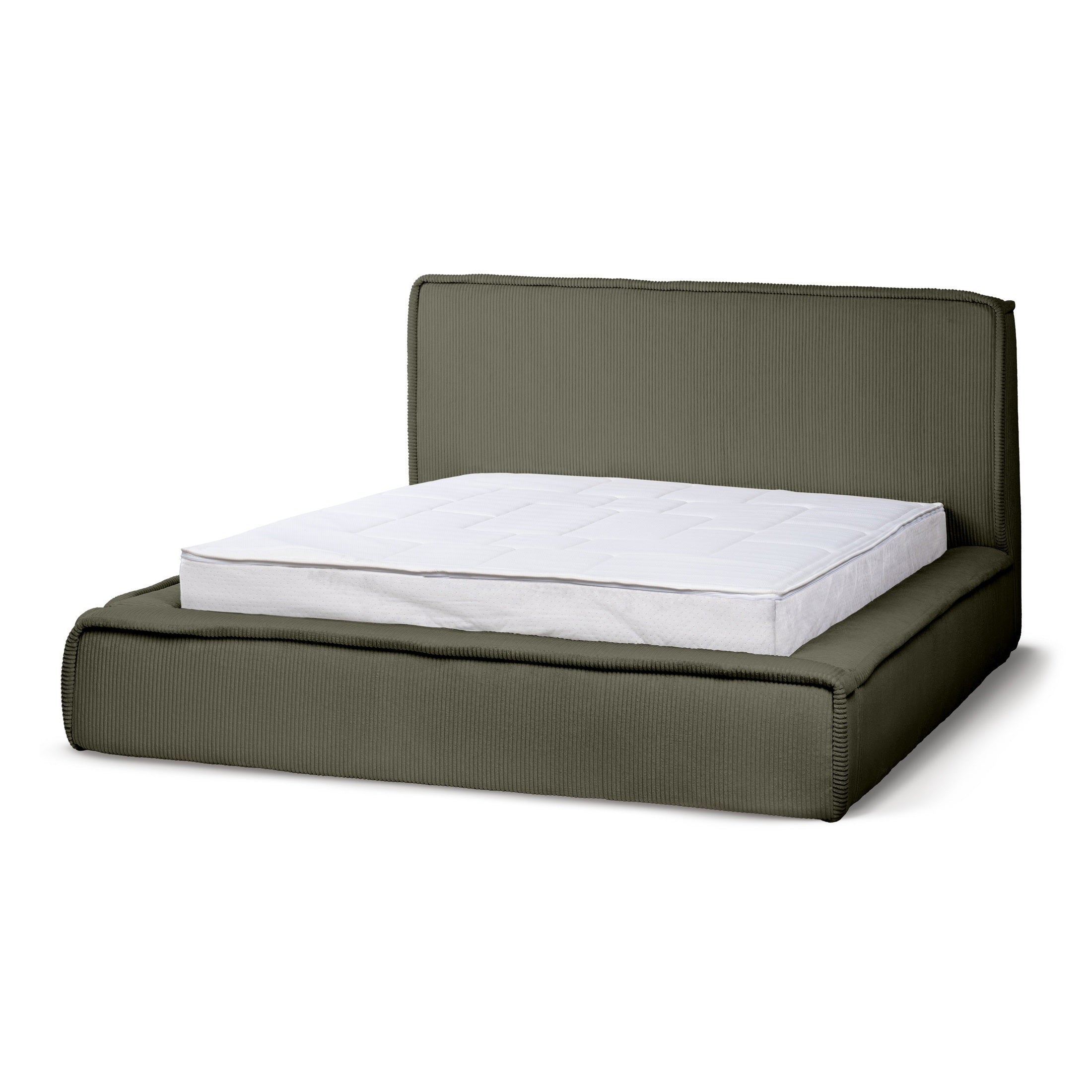 Łóżko tapicerowane z pojemnikiem w stylu klasycznym | Gryby 200 Zielony Dąb (POSO 46)