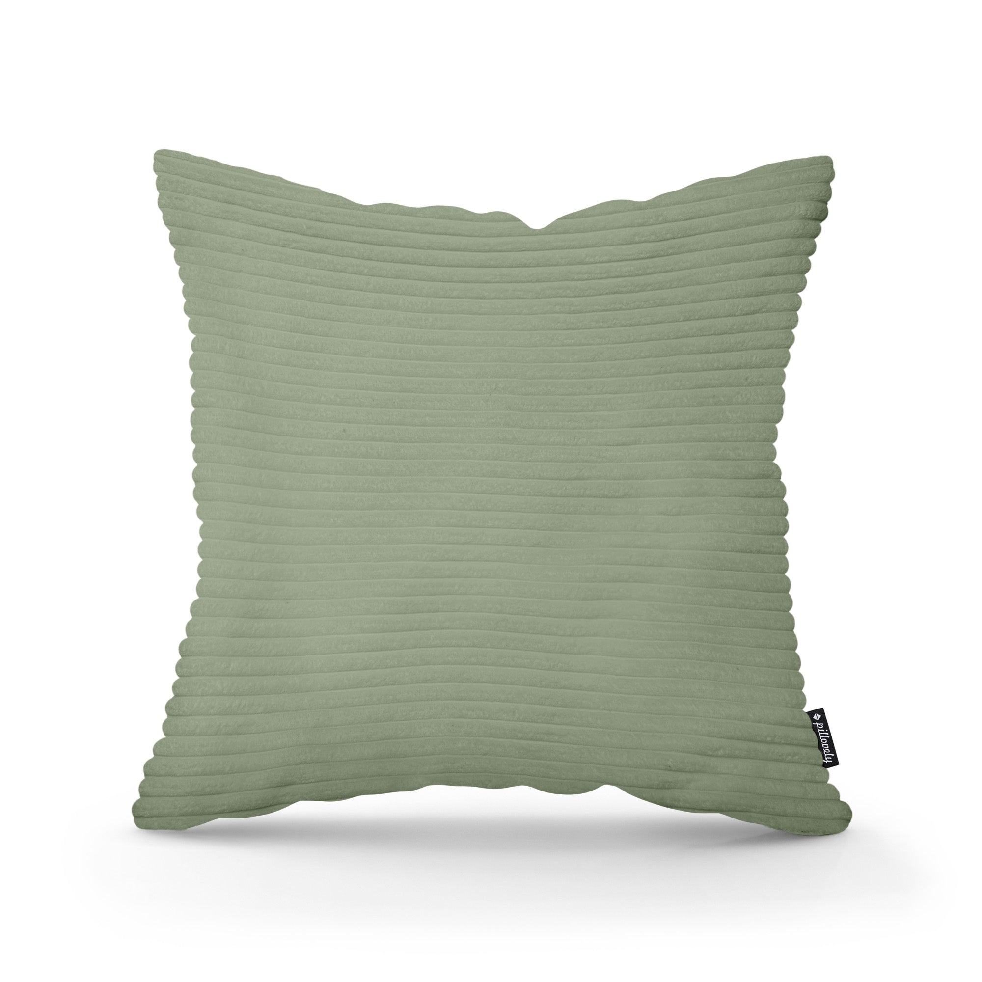 Poduszka dekoracyjna 45×45 cm w stylu scandi i boho – wyraziste prążki | Szeroki Sztruks Szarozieleń (POSO 47)