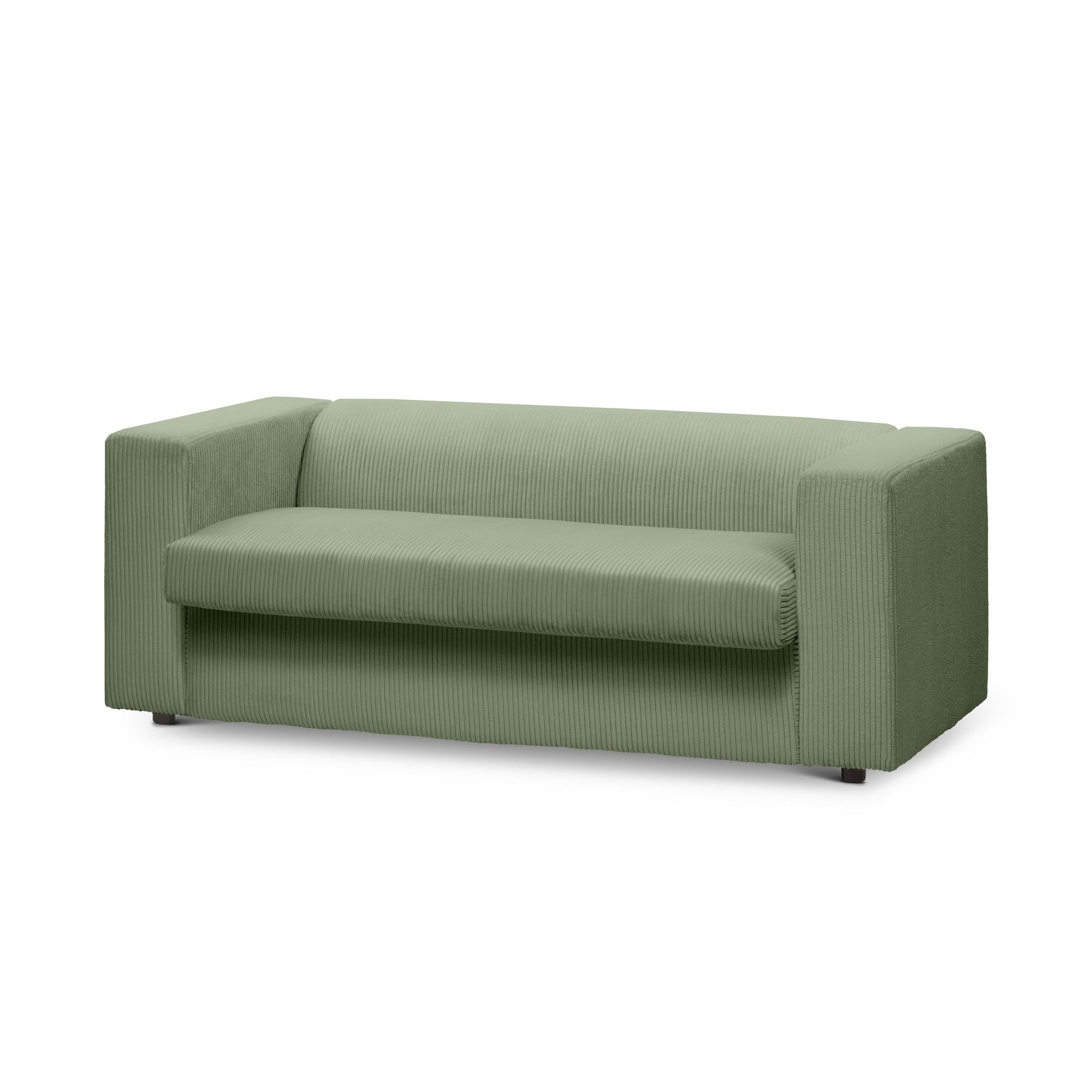 Sofa 2-osobowa z funkcją spania 174 cm – kompaktowa, sztruksowa, nowoczesna | July Szarozieleń (POSO 47)