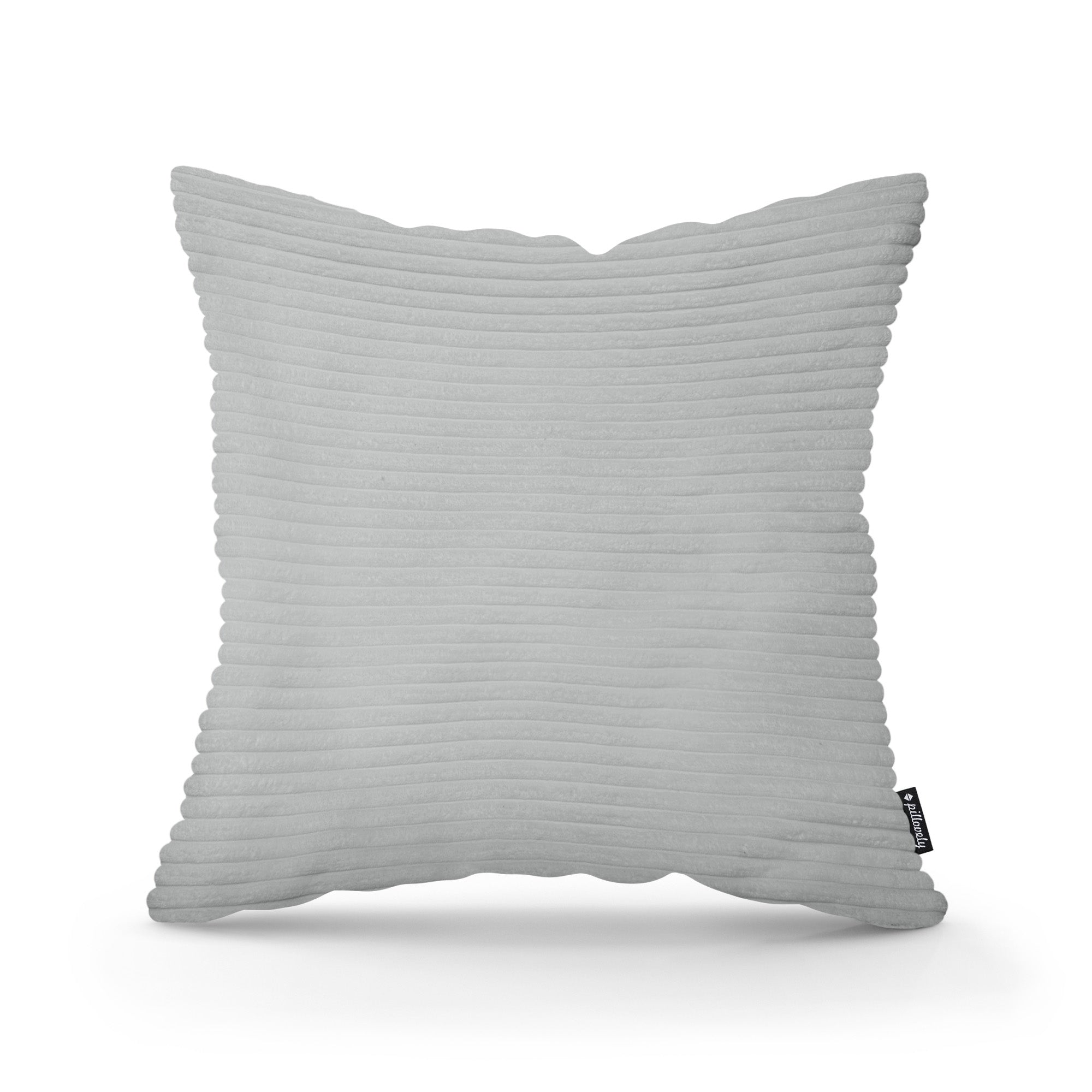 Poduszka dekoracyjna 45×45 cm w stylu scandi i boho – wyraziste prążki | Szeroki Sztruks Szary Bambus (POSO 55)