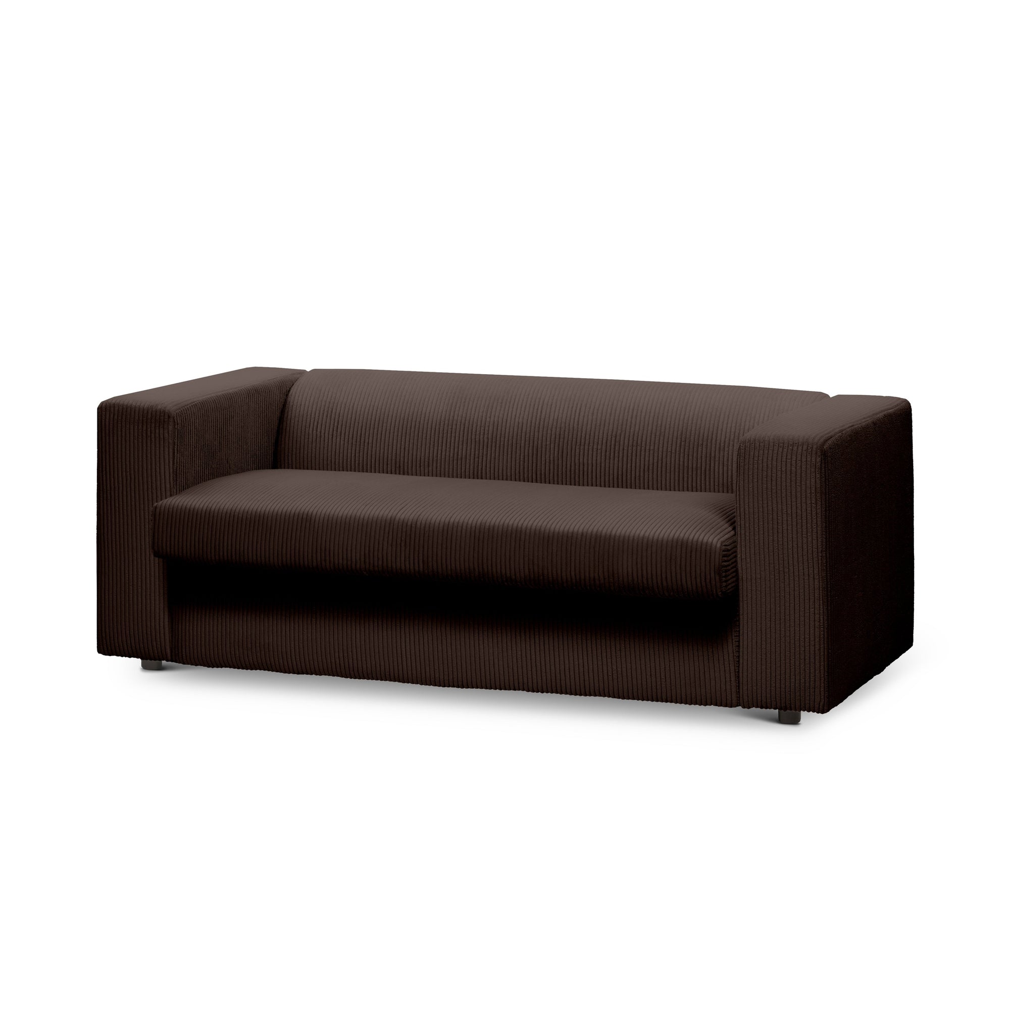Sofa 2-osobowa z funkcją spania 174 cm – kompaktowa, sztruksowa, nowoczesna | July Ciemny Orzech (POSO 06)