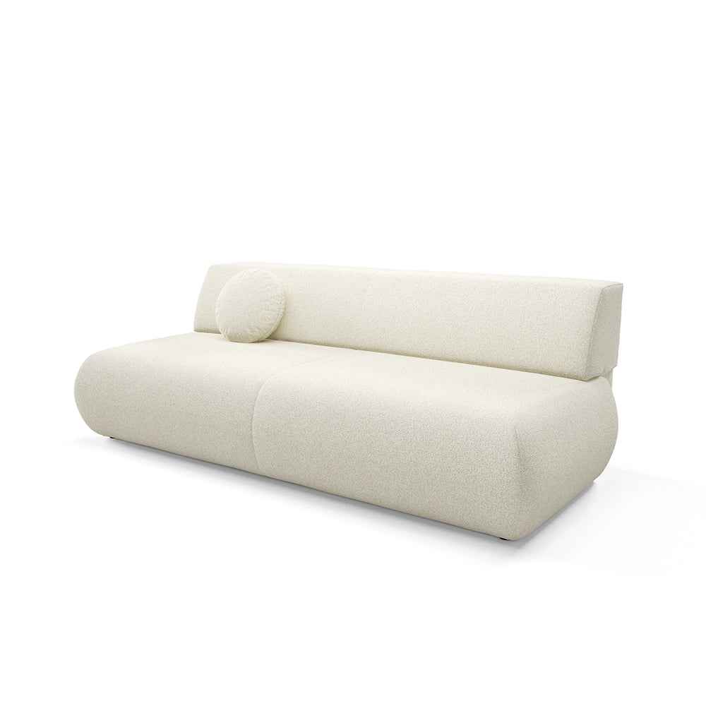 Sofa z funkcją spania 140x200 z pojemnikiem w stylu nowoczesnym – mechanizm DL, regulowany podłokietnik | Puentro Perłowa Poranna Biel (PUENTE 03)
