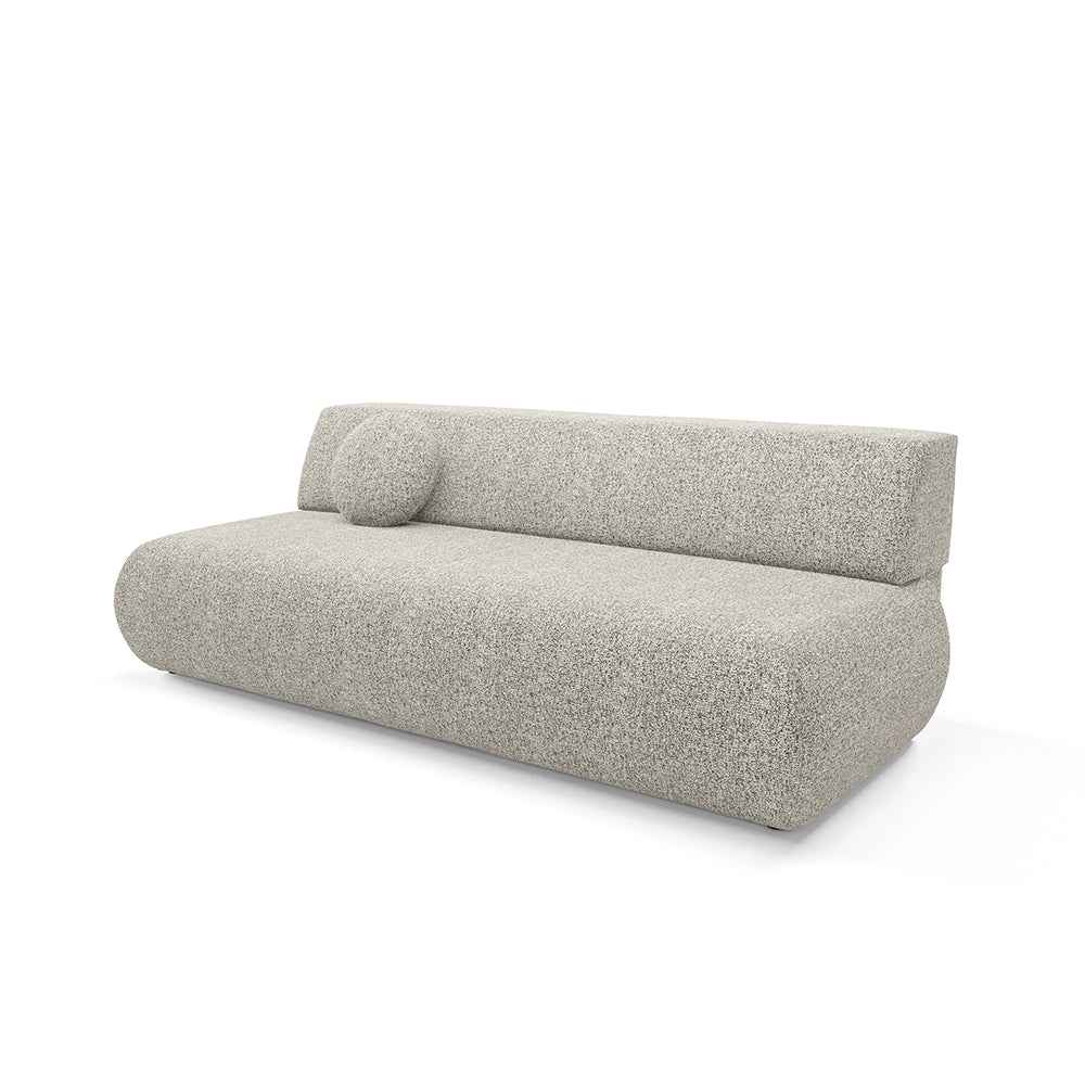 Sofa z funkcją spania 140x200 z pojemnikiem w stylu nowoczesnym – mechanizm DL, regulowany podłokietnik | Puentro Lniana Mgła (PUENTE 11)