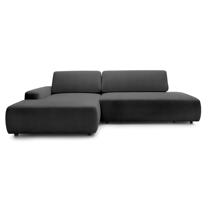 Narożnik z funkcją spania 4-osobowy 125x210 w stylu japandi – tapicerowany tył, system DL | Bamby Popielaty Granit (RAVEN 13) Lewostronny