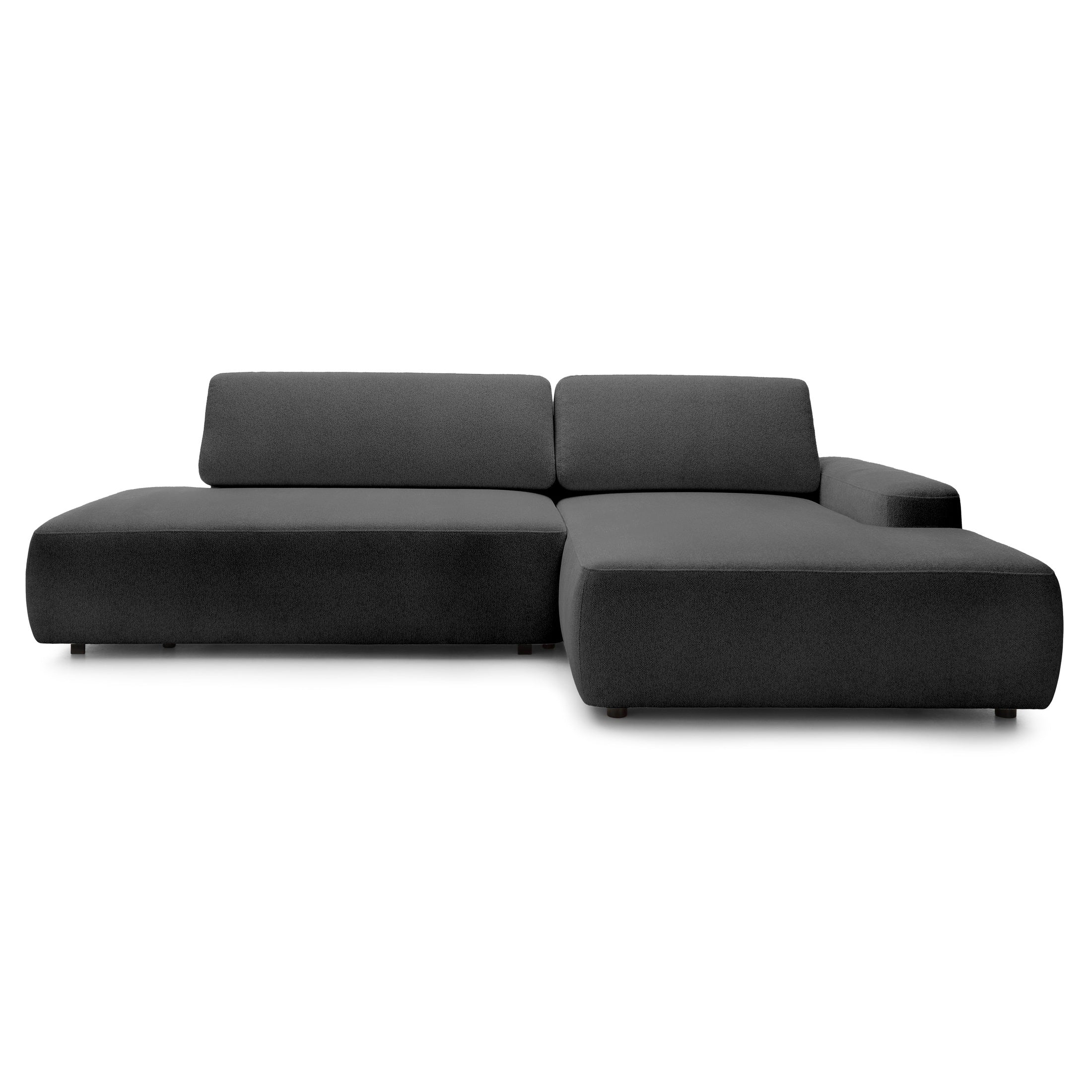 Narożnik z funkcją spania 4-osobowy 125x210 w stylu japandi | Bamby Prawostronny Popielaty Granit (RAVEN 13)