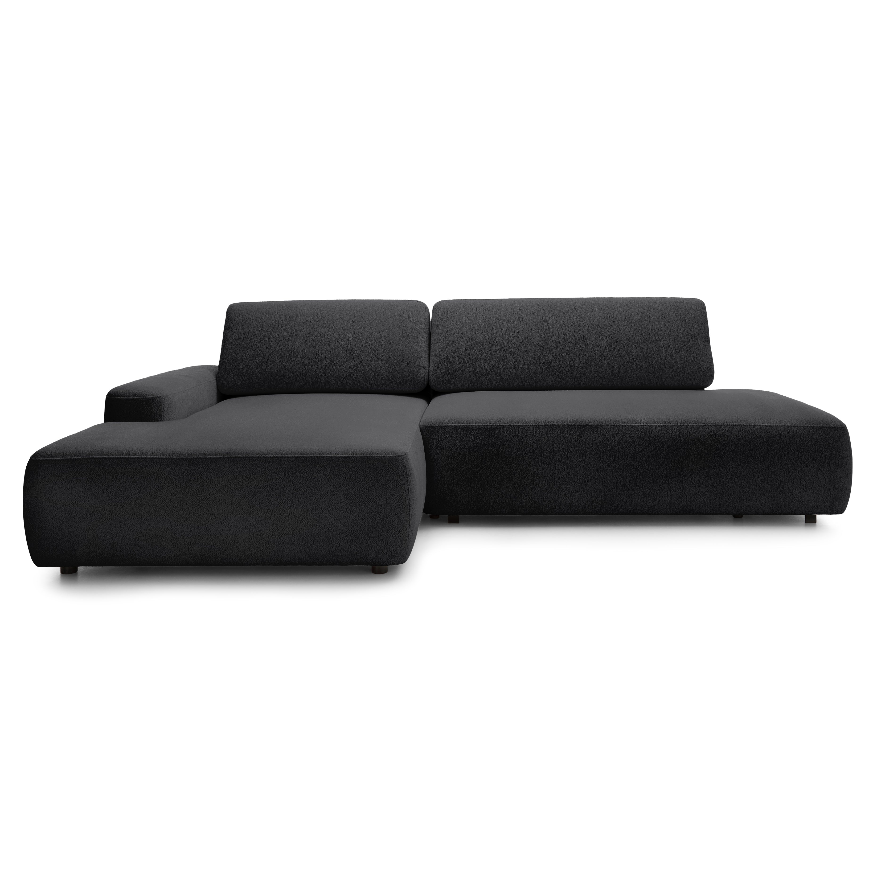 Narożnik z funkcją spania 4-osobowy 125x210 w stylu japandi – tapicerowany tył, system DL | Bamby Dymny Granit (RAVEN 15) Lewostronny