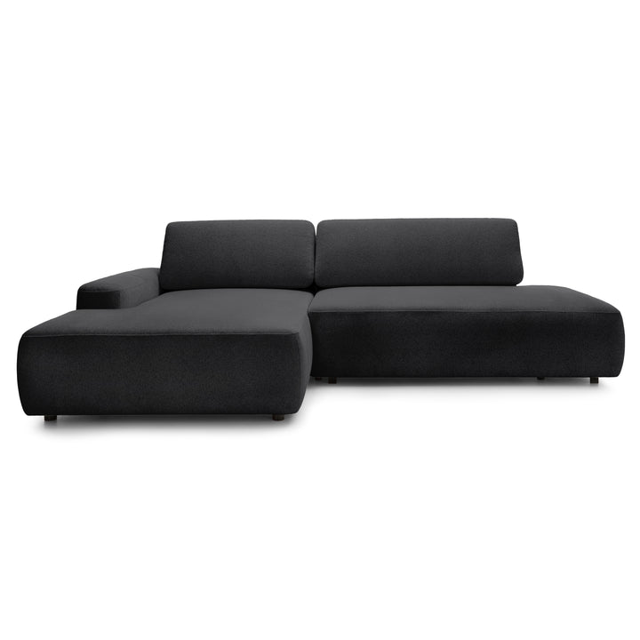 Narożnik z funkcją spania 4-osobowy 125x210 w stylu japandi – tapicerowany tył, system DL | Bamby Dymny Granit (RAVEN 15) Lewostronny