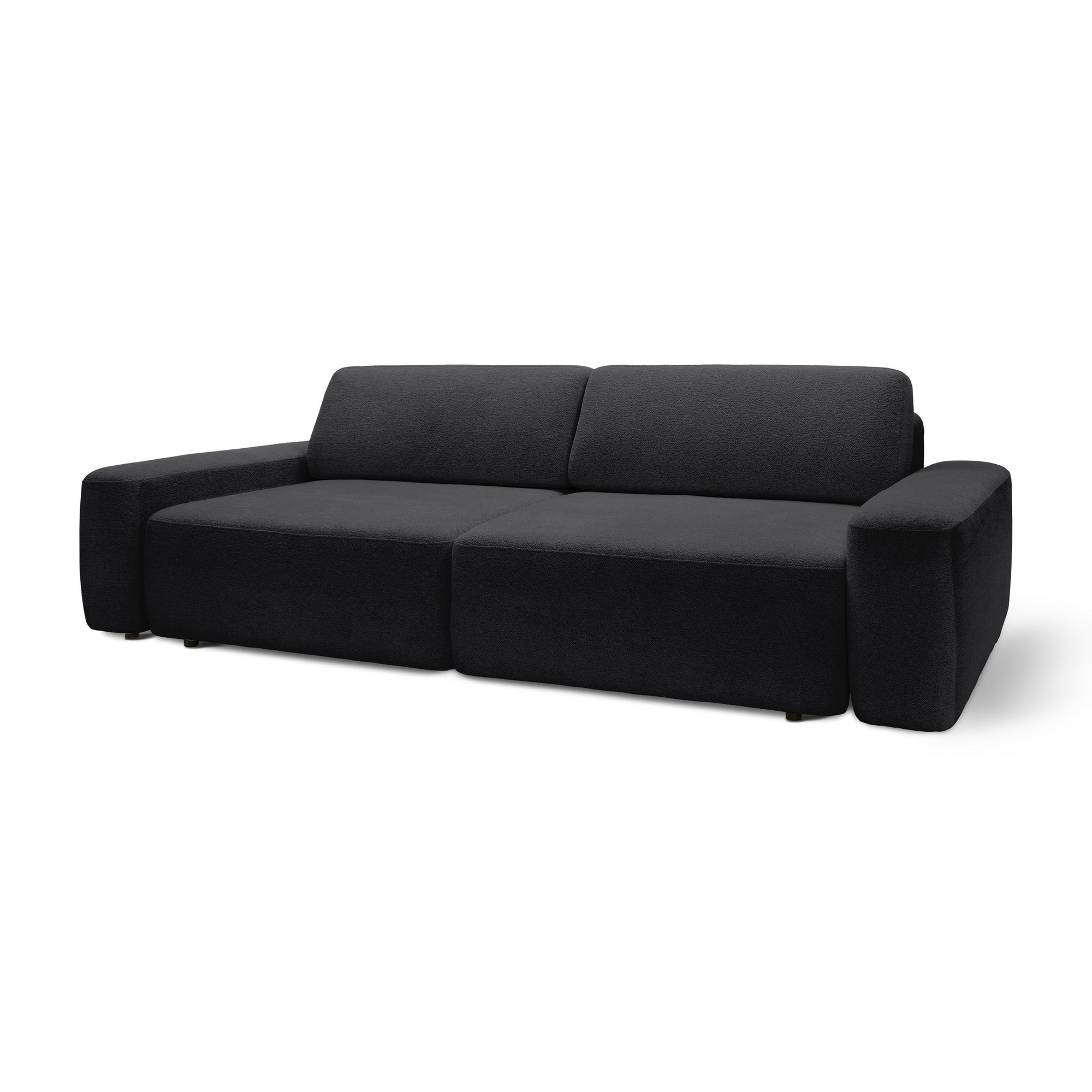 Sofa z funkcją spania 200x136 z pojemnikiem DL – bouclé Raven | Bamby Dymny Granit (RAVEN 15)