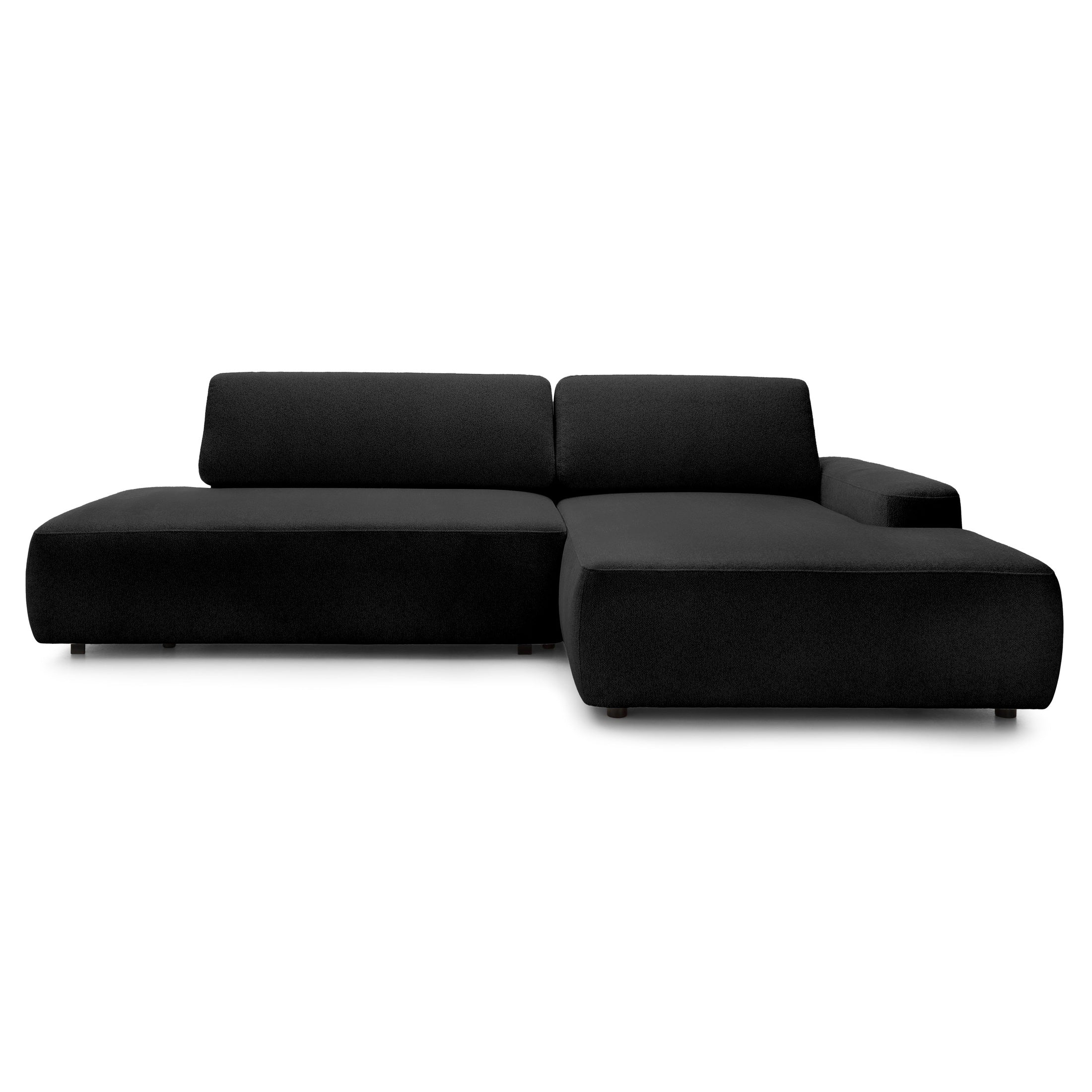 Narożnik z funkcją spania 4-osobowy 125x210 w stylu japandi | Bamby Prawostronny Nocna Czerń (RAVEN 18)