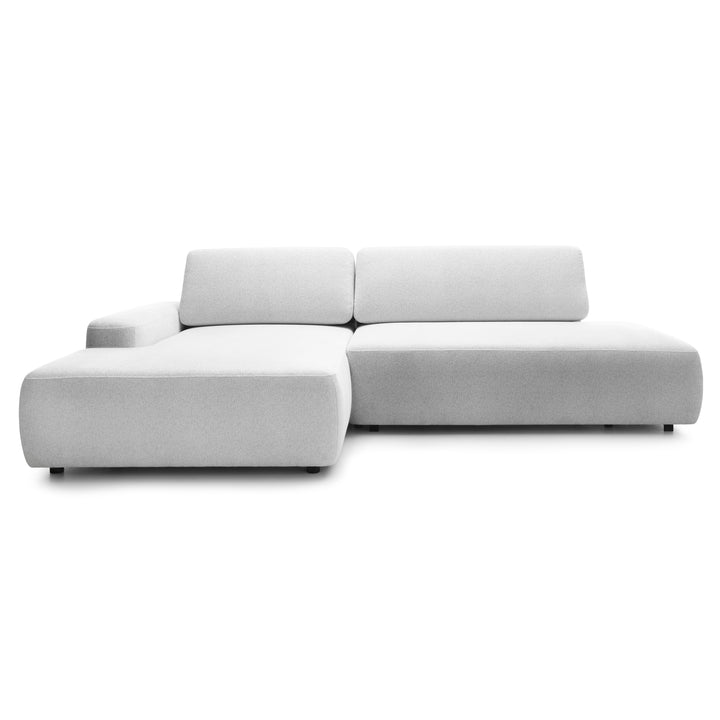 Narożnik z funkcją spania 4-osobowy 125x210 w stylu japandi – tapicerowany tył, system DL | Bamby Poranna Rosa (RAVEN 21) Lewostronny