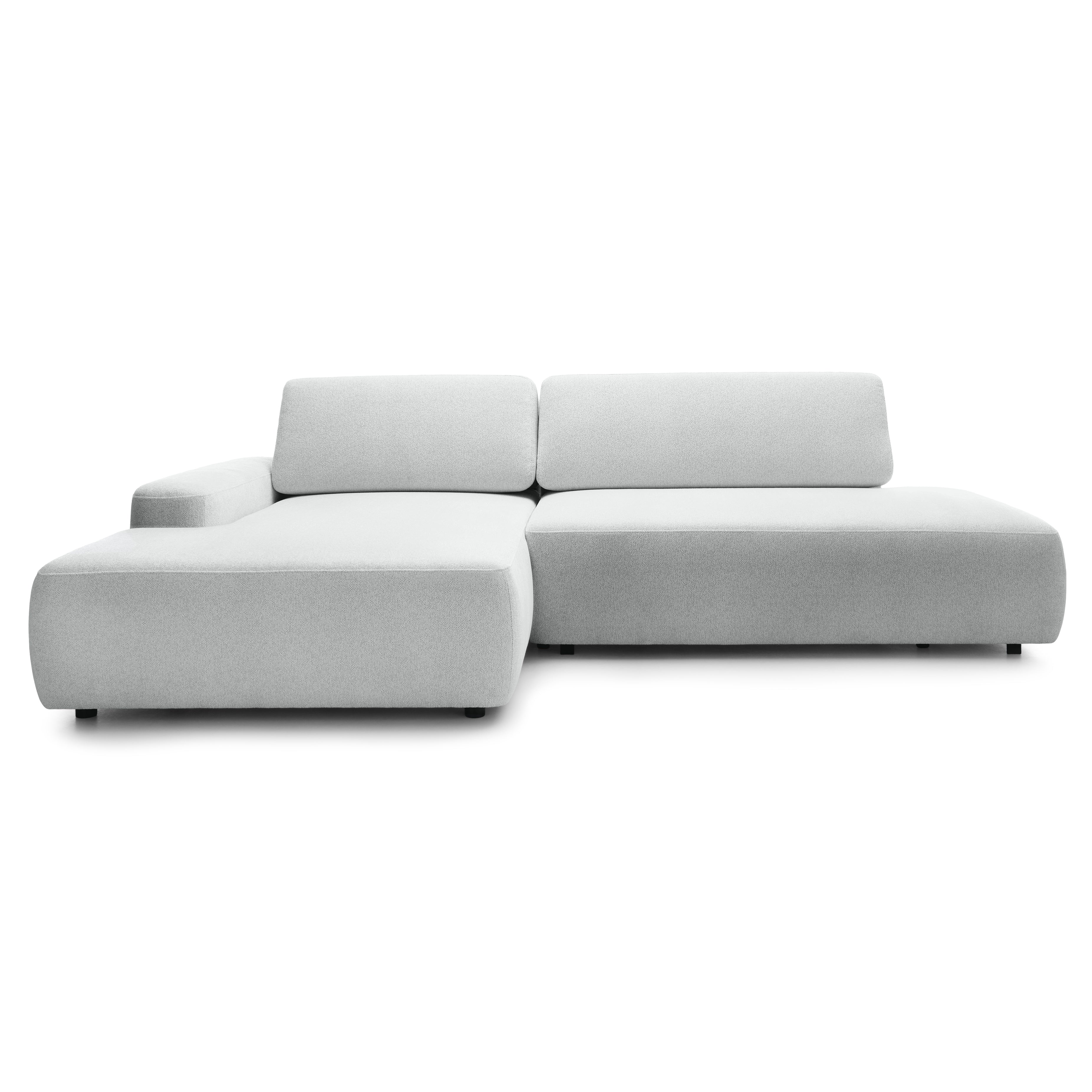 Narożnik z funkcją spania 4-osobowy 125x210 w stylu japandi – tapicerowany tył, system DL | Bamby Srebrzysta Mgła (RAVEN 22) Lewostronny