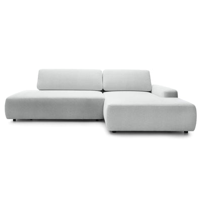 Narożnik z funkcją spania 4-osobowy 125x210 w stylu japandi | Bamby Prawostronny Srebrzysta Mgła (RAVEN 22)