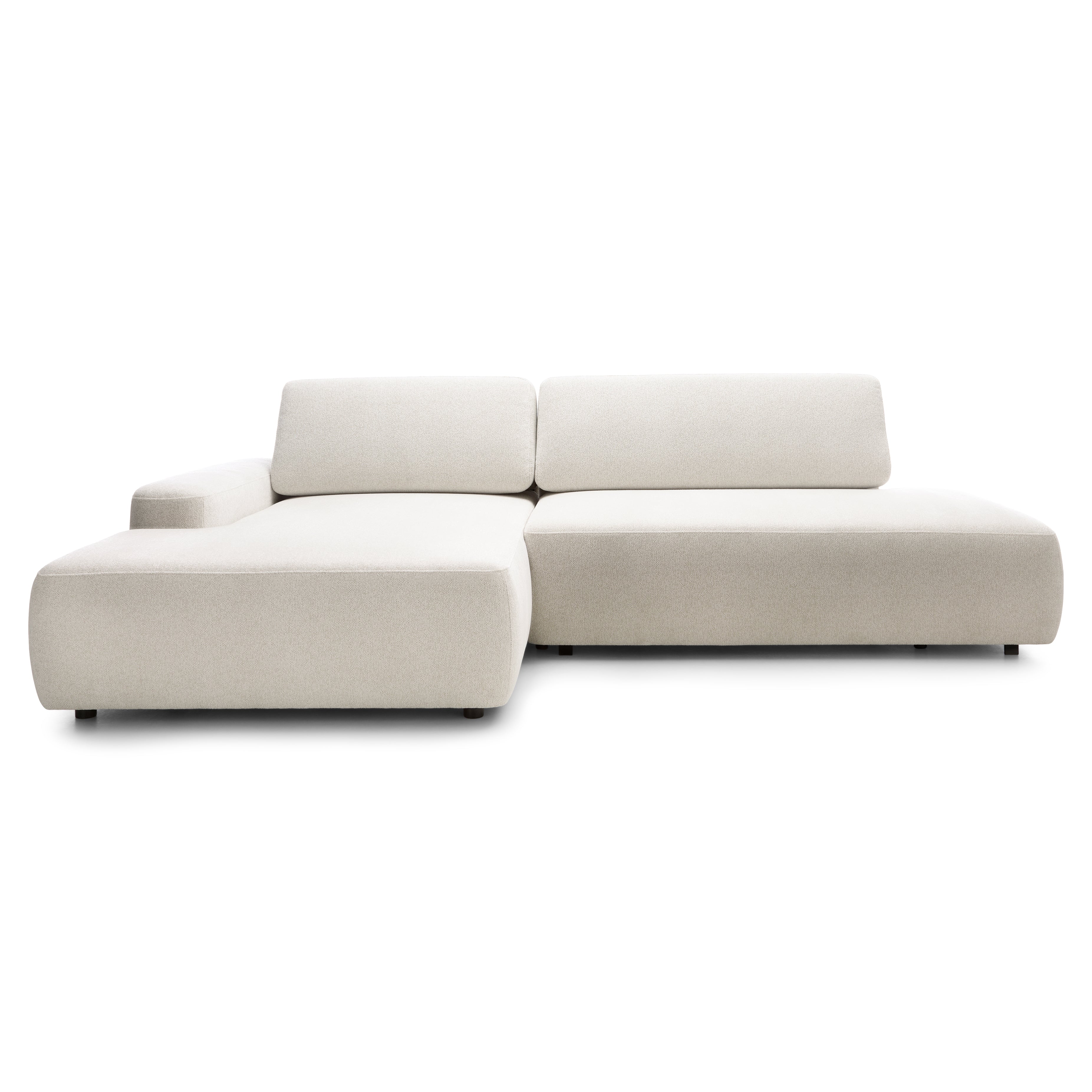 Narożnik z funkcją spania 4-osobowy 125x210 w stylu japandi – tapicerowany tył, system DL | Bamby Lniana Poświata (RAVEN 24) Lewostronny