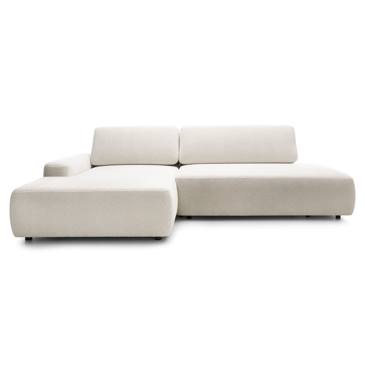 Narożnik z funkcją spania 4-osobowy 125x210 w stylu japandi – tapicerowany tył, system DL | Bamby Lniana Poświata (RAVEN 24) Lewostronny