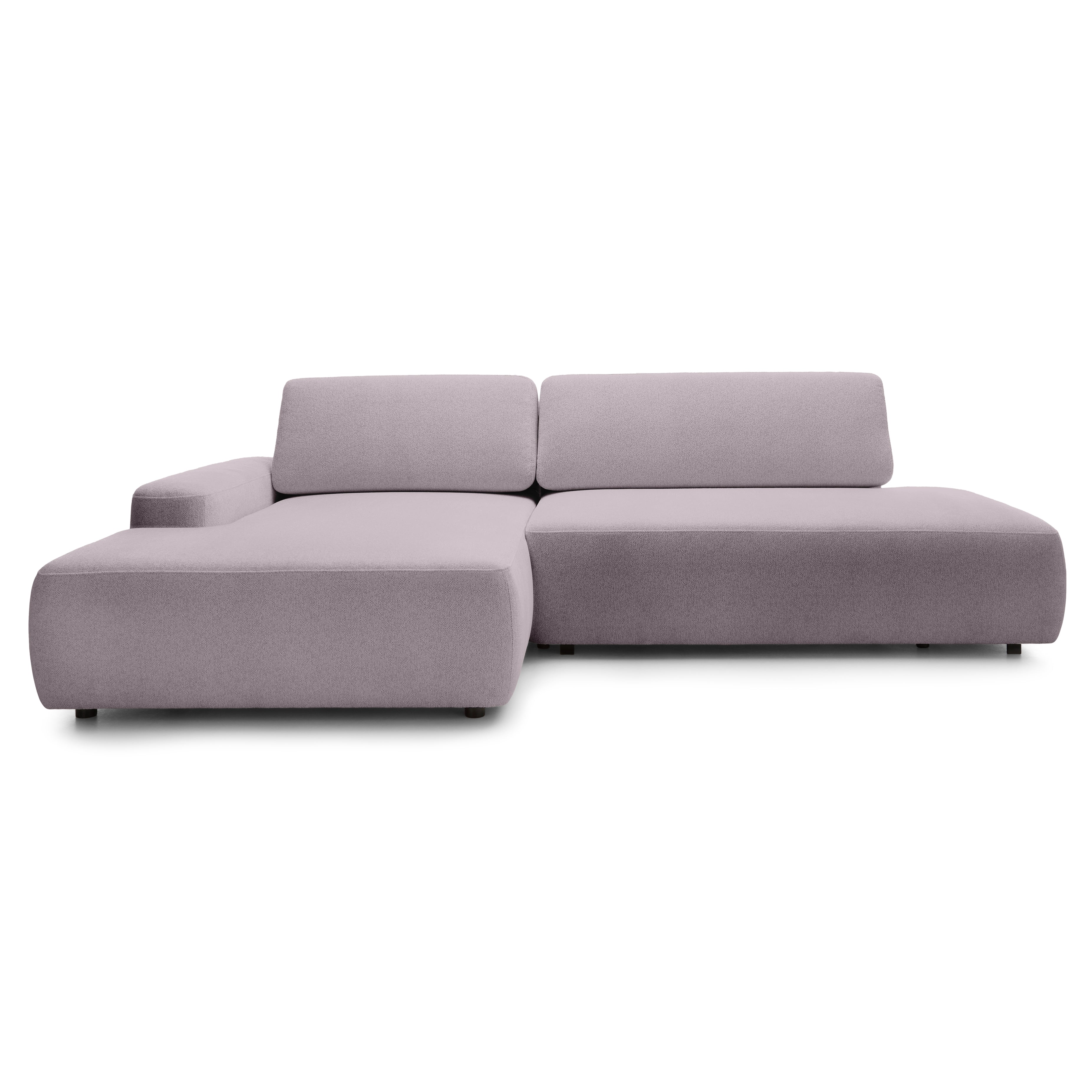 Narożnik z funkcją spania 4-osobowy 125x210 w stylu japandi – tapicerowany tył, system DL | Bamby Pył Różany (RAVEN 30) Lewostronny