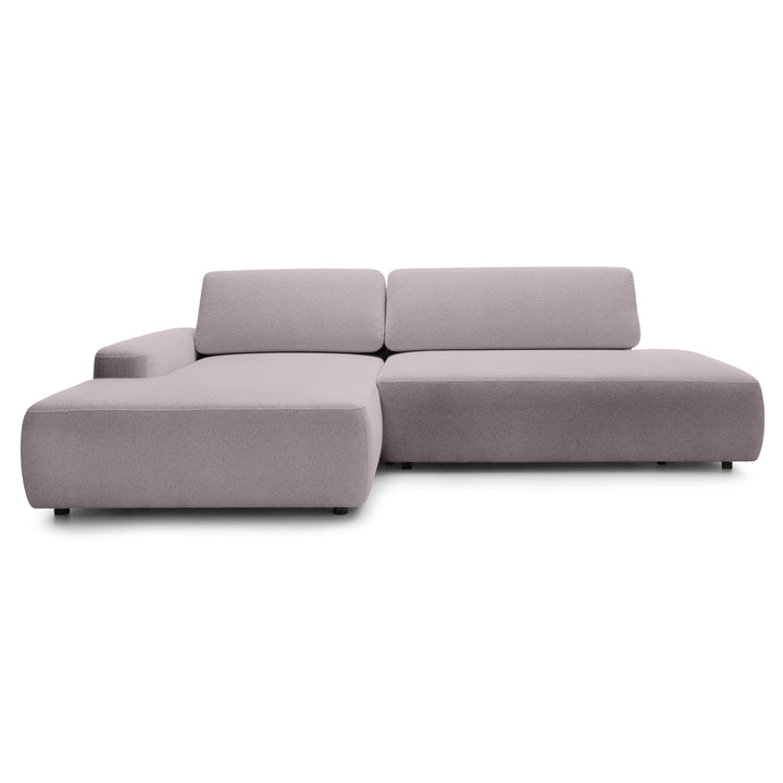 Narożnik z funkcją spania 4-osobowy 125x210 w stylu japandi – tapicerowany tył, system DL | Bamby Pył Różany (RAVEN 30) Lewostronny