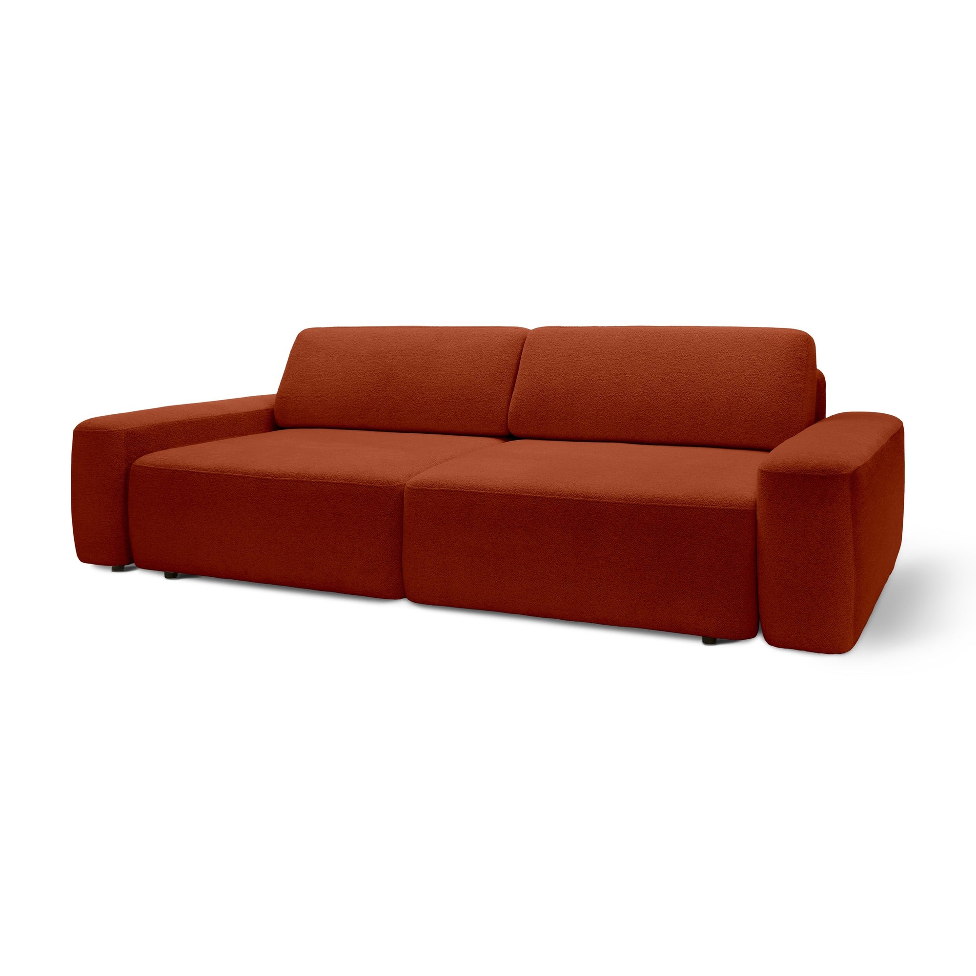 Sofa z funkcją spania 200x136 z pojemnikiem DL – bouclé Raven | Bamby Miedź Antyczna (RAVEN 44)