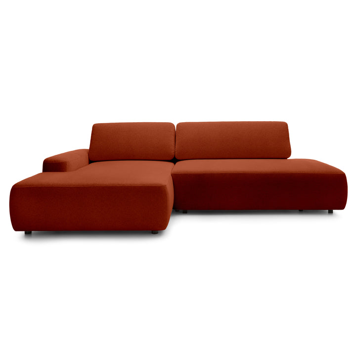 Narożnik z funkcją spania 4-osobowy 125x210 w stylu japandi – tapicerowany tył, system DL | Bamby Miedź Antyczna (RAVEN 44) Lewostronny