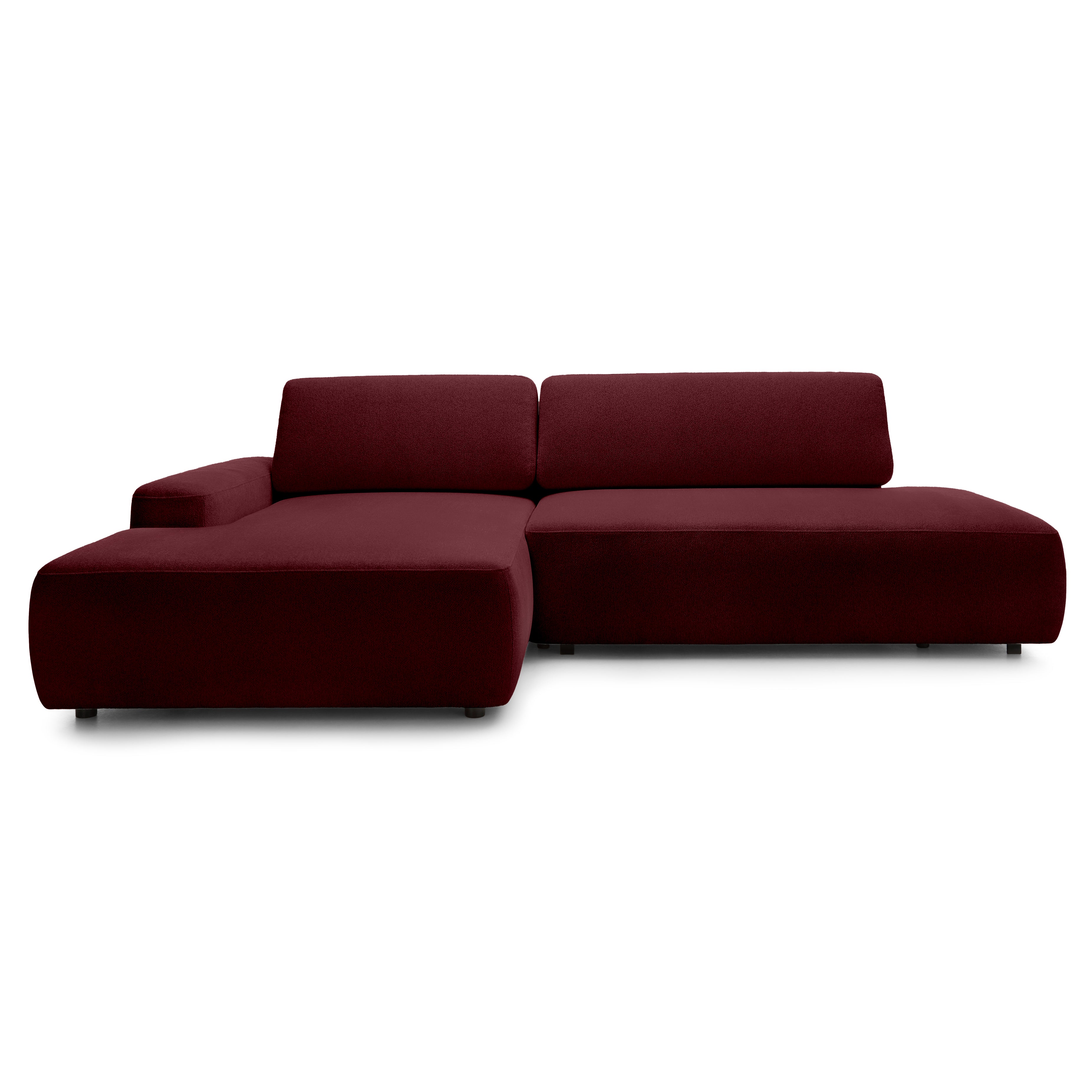 Narożnik z funkcją spania 4-osobowy 125x210 w stylu japandi | Bamby Lewostronny Czerwone Wino (RAVEN 59)