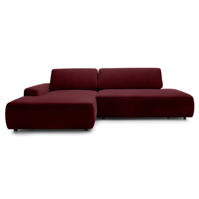 Narożnik z funkcją spania 4-osobowy 125x210 w stylu japandi | Bamby Lewostronny Czerwone Wino (RAVEN 59)