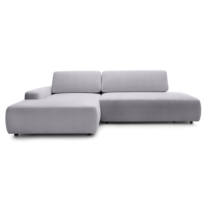 Narożnik z funkcją spania 4-osobowy 125x210 w stylu japandi – tapicerowany tył, system DL | Bamby Szary Opal (RAVEN 06) Lewostronny